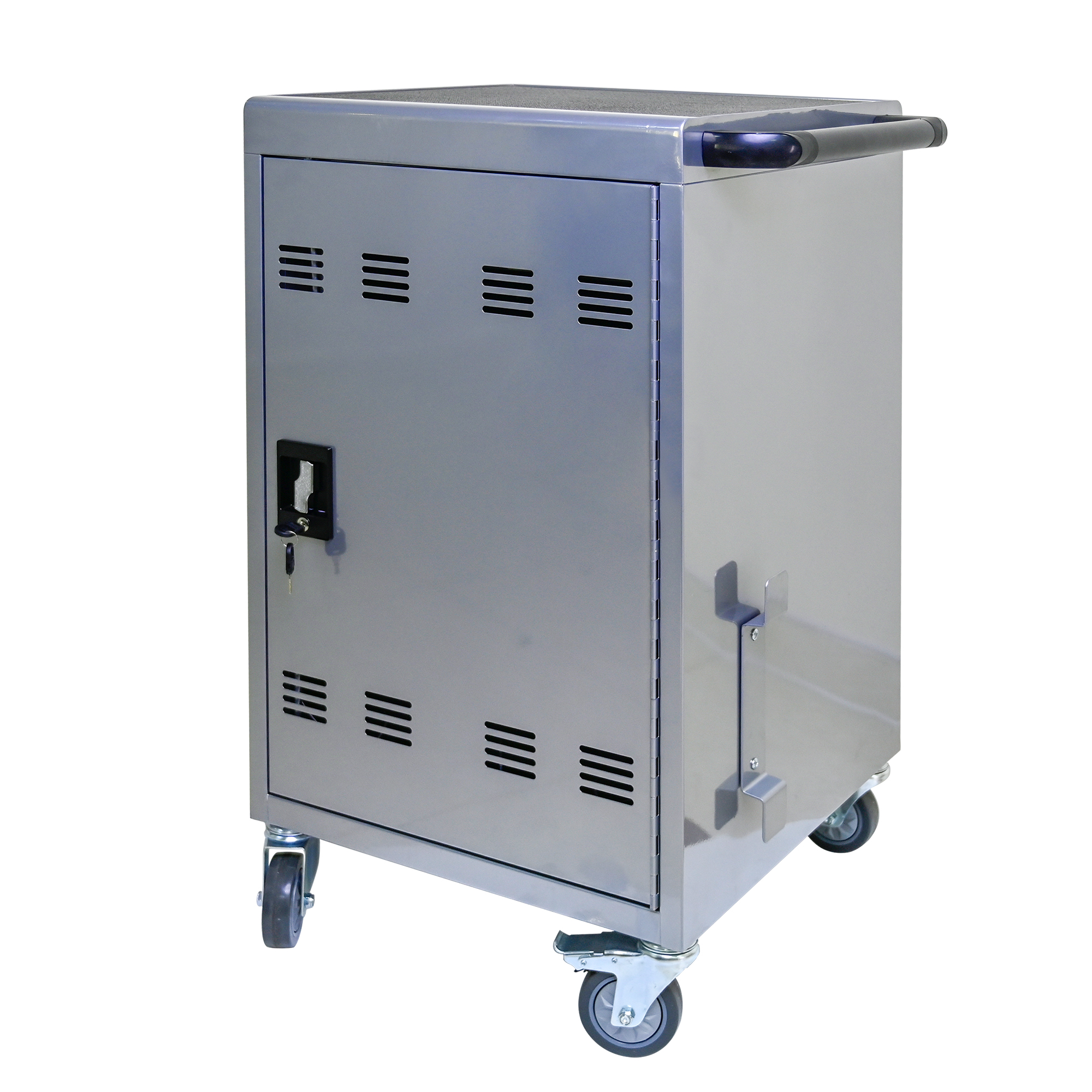 30  2Bay Mobile School Charging Cart Station For Chromebook, Tablet And Laptop Computer With Power Strip Included, Assembly Required-SILVER