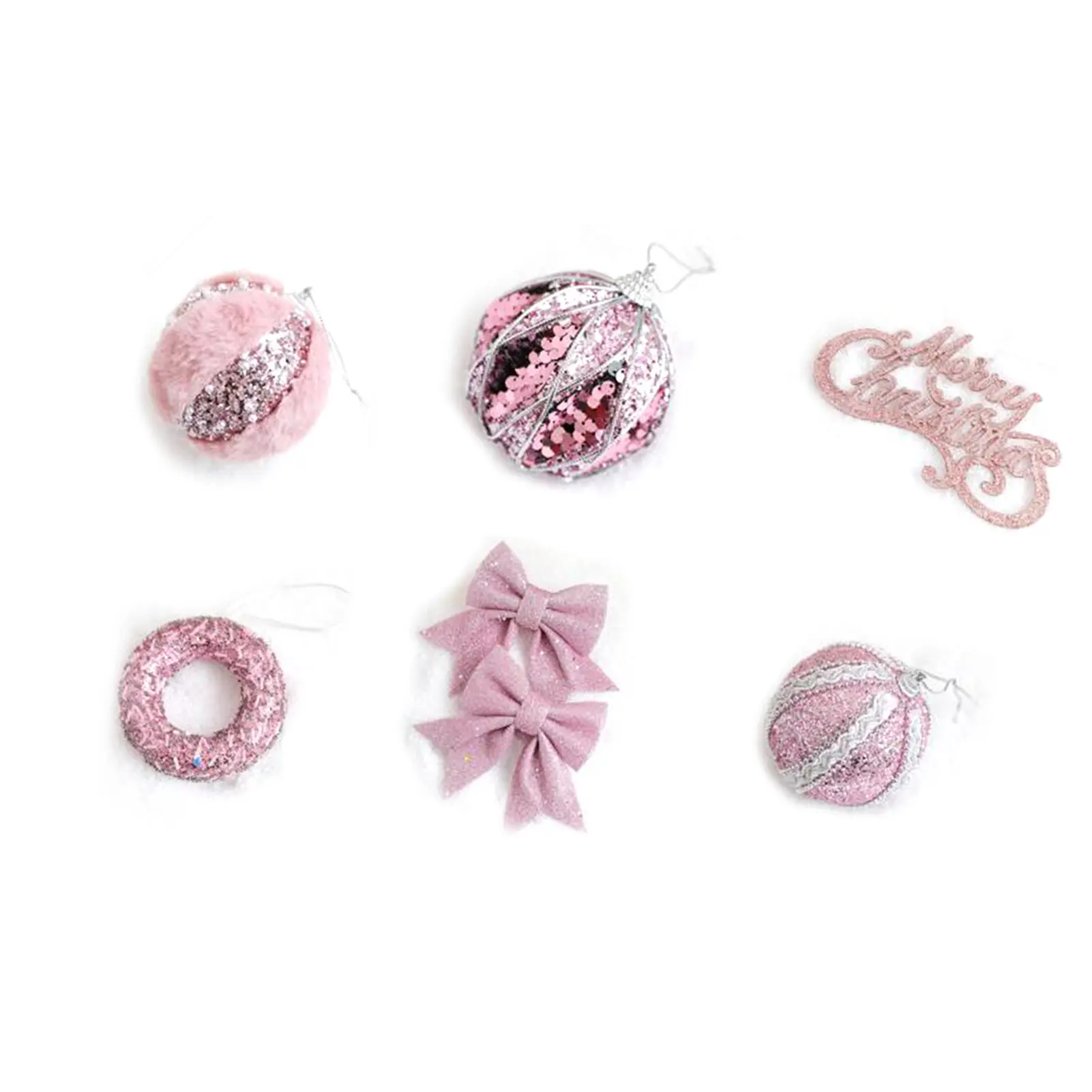 Xmas Tree Decoration Sequin Plush Bow Ball