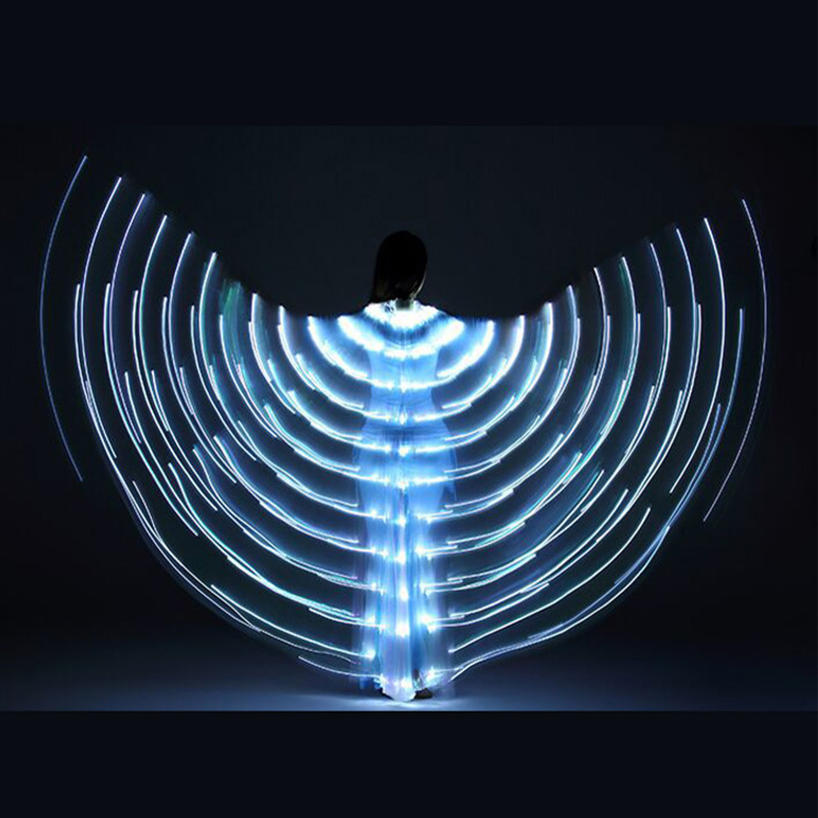 Led Light Up Wing For Adults 9.8ft Polyester Glowing Wing Belly Dance Costume Performance Clothing With Telescopic Rods For Carnival White