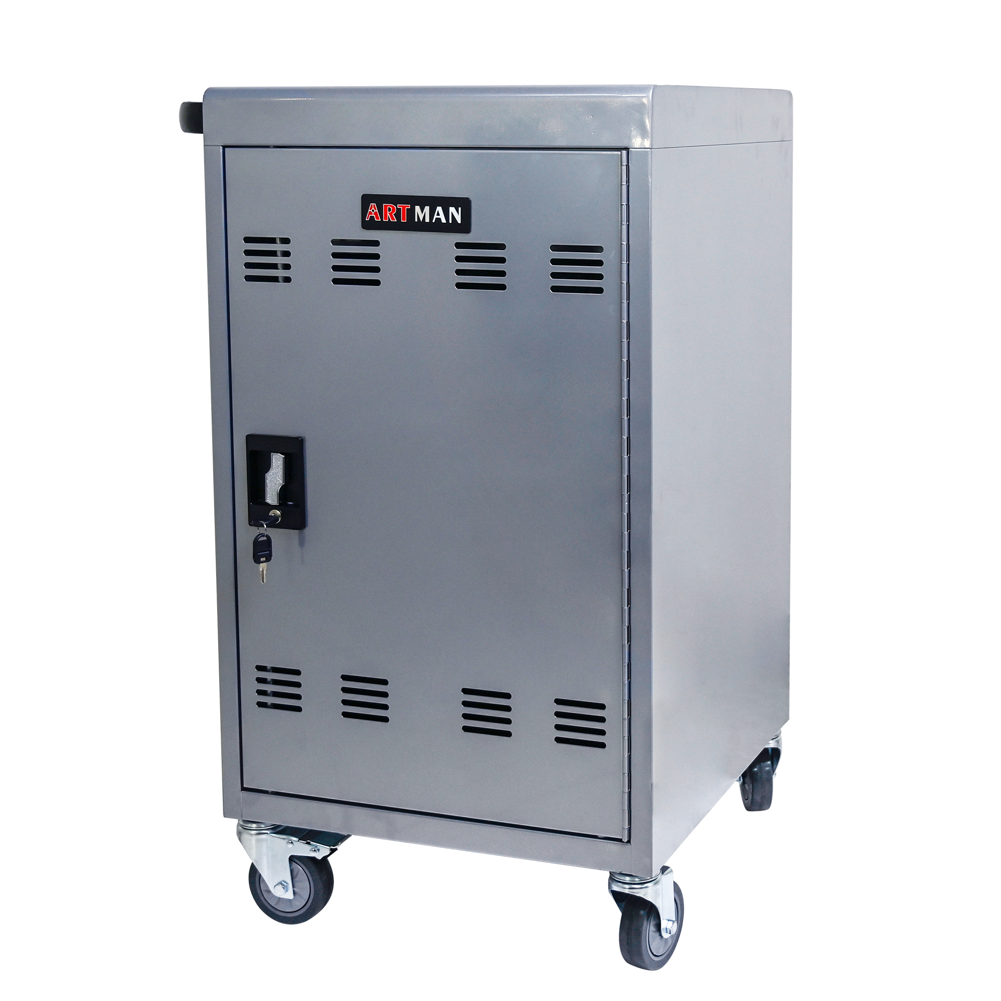 30  2Bay Mobile School Charging Cart Station For Chromebook, Tablet And Laptop Computer With Power Strip Included, Assembly Required-SILVER