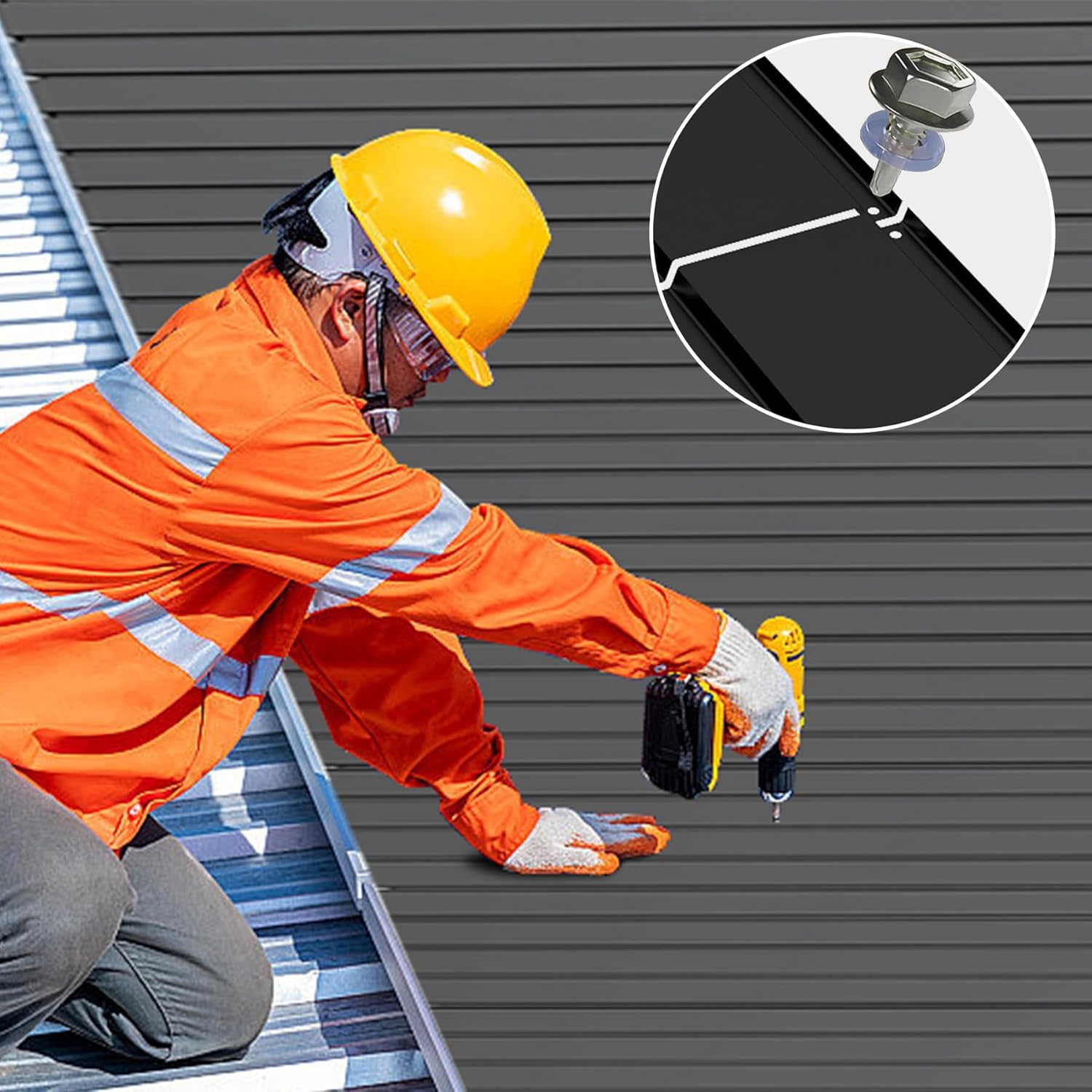20 PCS Metal Roofing Panels, Galvanized Steel Corrugated Roof Panels Waterproof Heavy Duty Metal Siding Panels With Screws For Pergola Gazebo Garage Sheds Mobile Home   Grey