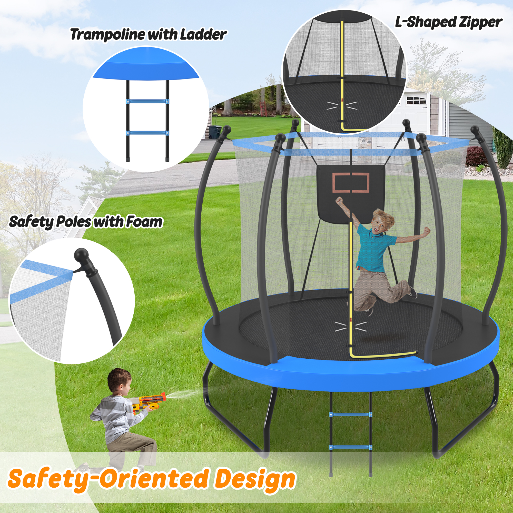 8FT Trampoline with Basketball Hoop — photo 4