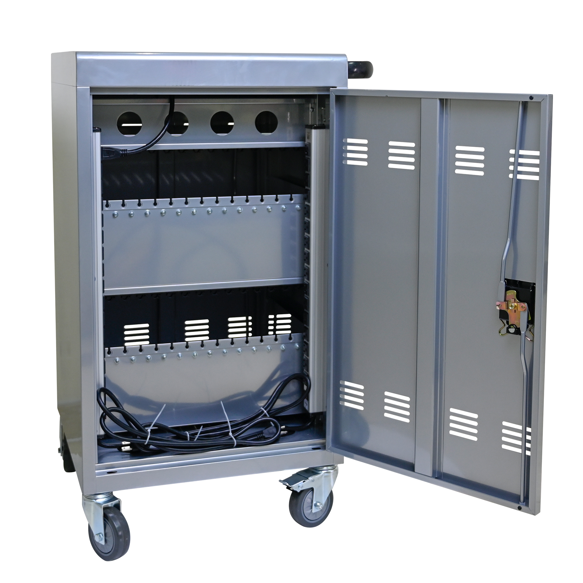 30  2Bay Mobile School Charging Cart Station For Chromebook, Tablet And Laptop Computer With Power Strip Included, Assembly Required-SILVER detail