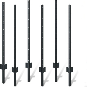 6 Piece Garden Fence Post Set, 4-foot Heavy-duty U-shaped Metal Posts For Wire Mesh Fences, No-dig Temporary Fence Posts, Black