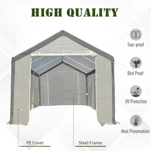 20' X10' X 9' Walk-in Greenhouse With Roll Up Door With 6 Closeable Windows