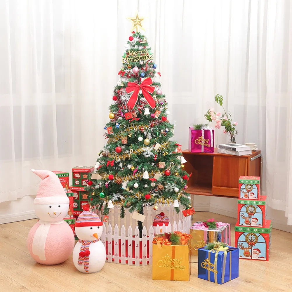 6ft Artificial Christmas Tree With LED Energy-saving Lights, Including 195 Pendant Tree Skirts And Guardrails view 5