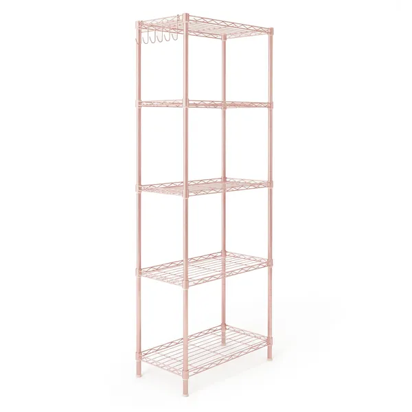 5-layer Adjustable Shelf With Adjustable Spacing, Pin-type Deformable Structure, Adjustable Feet, Display Rack, Iron, 54x29x150cm, Powder Coated With High-gloss Powder