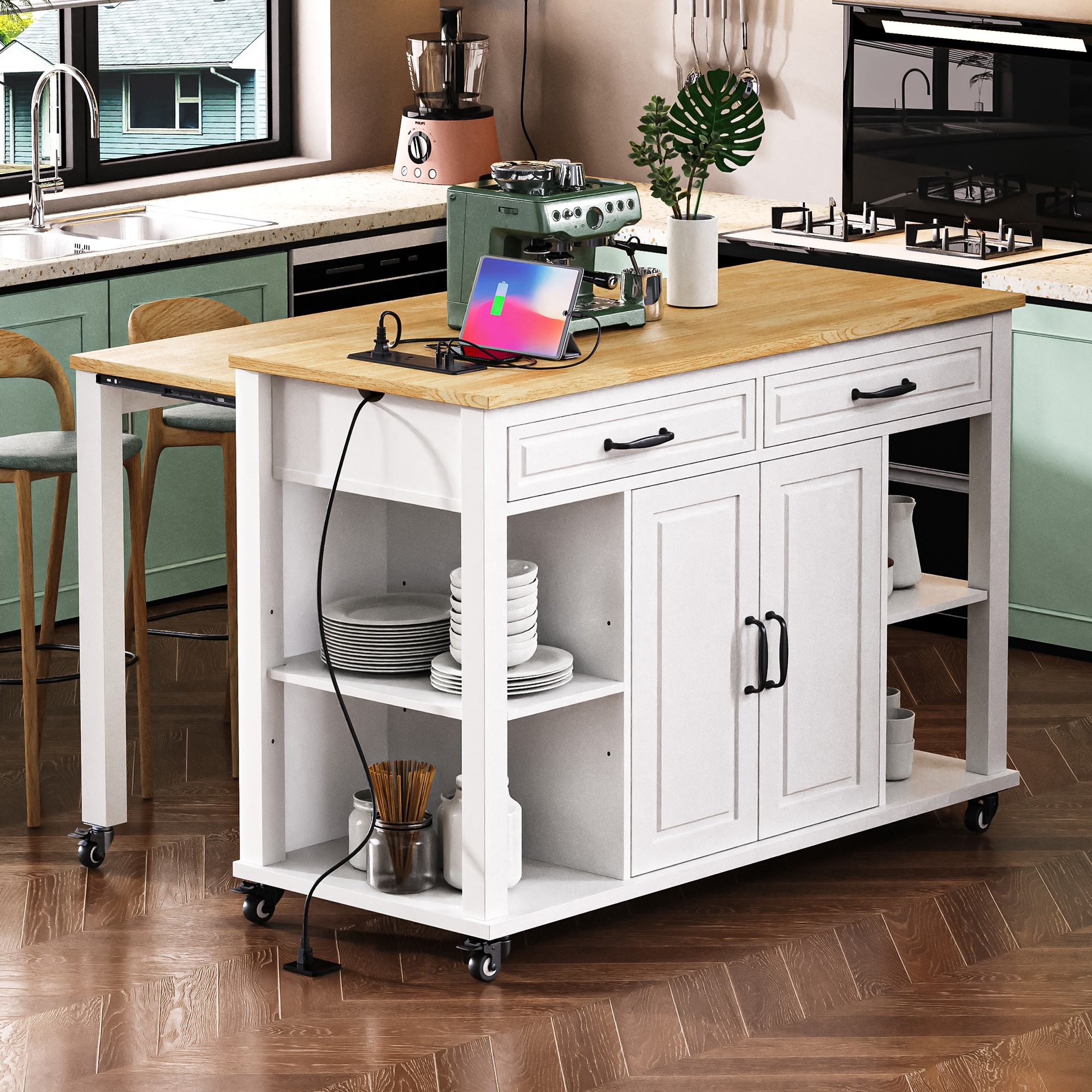 Kitchen Island with Extendable Dining Table, picture 2 of 4