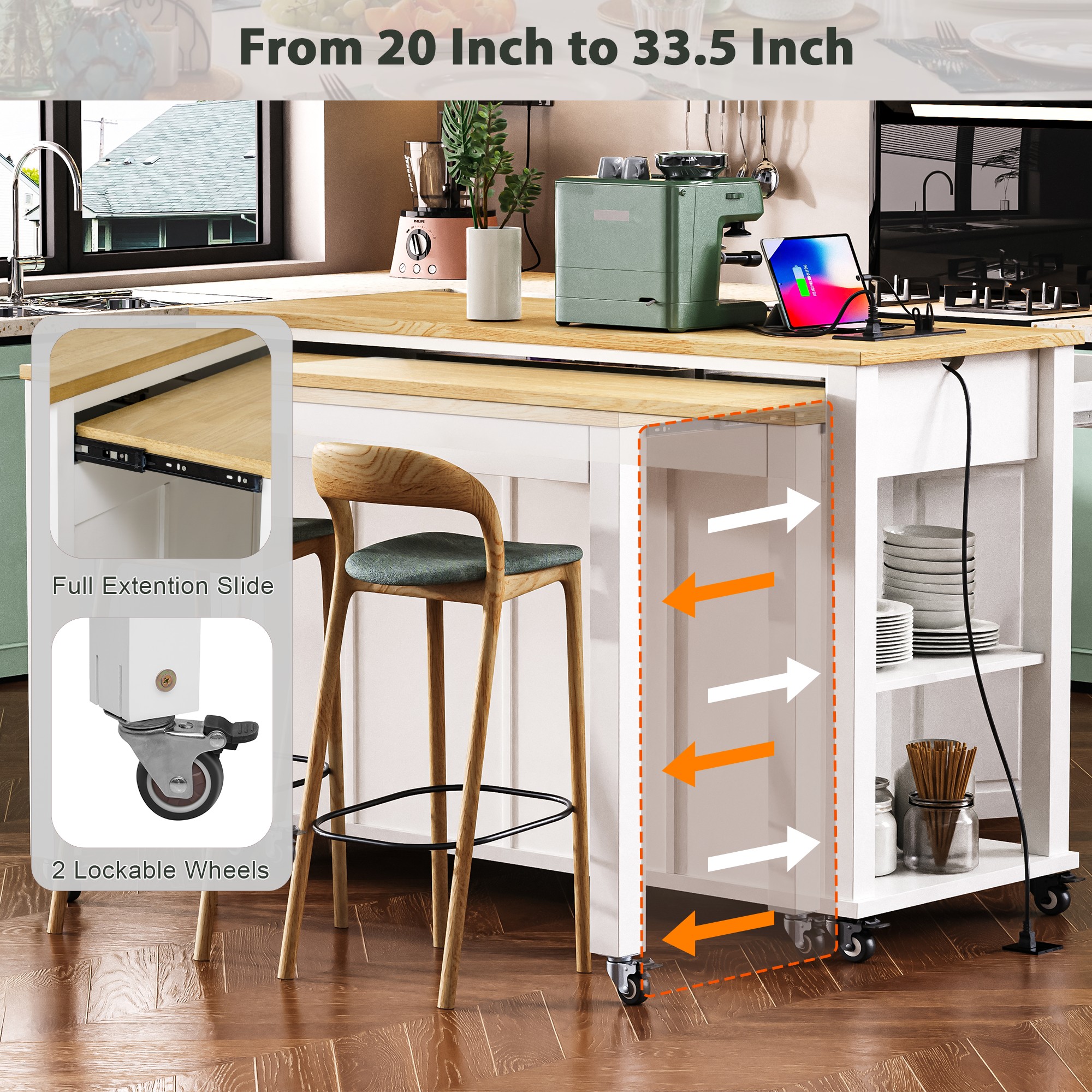 Kitchen Island with Extendable Dining Table, picture 3 of 4