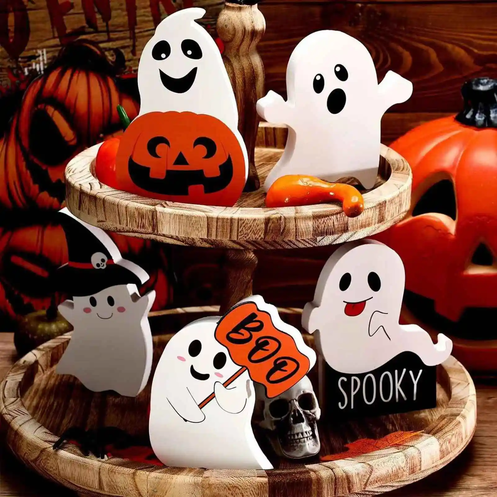 Cute Ghost Table Sign Festival Decoration PVC