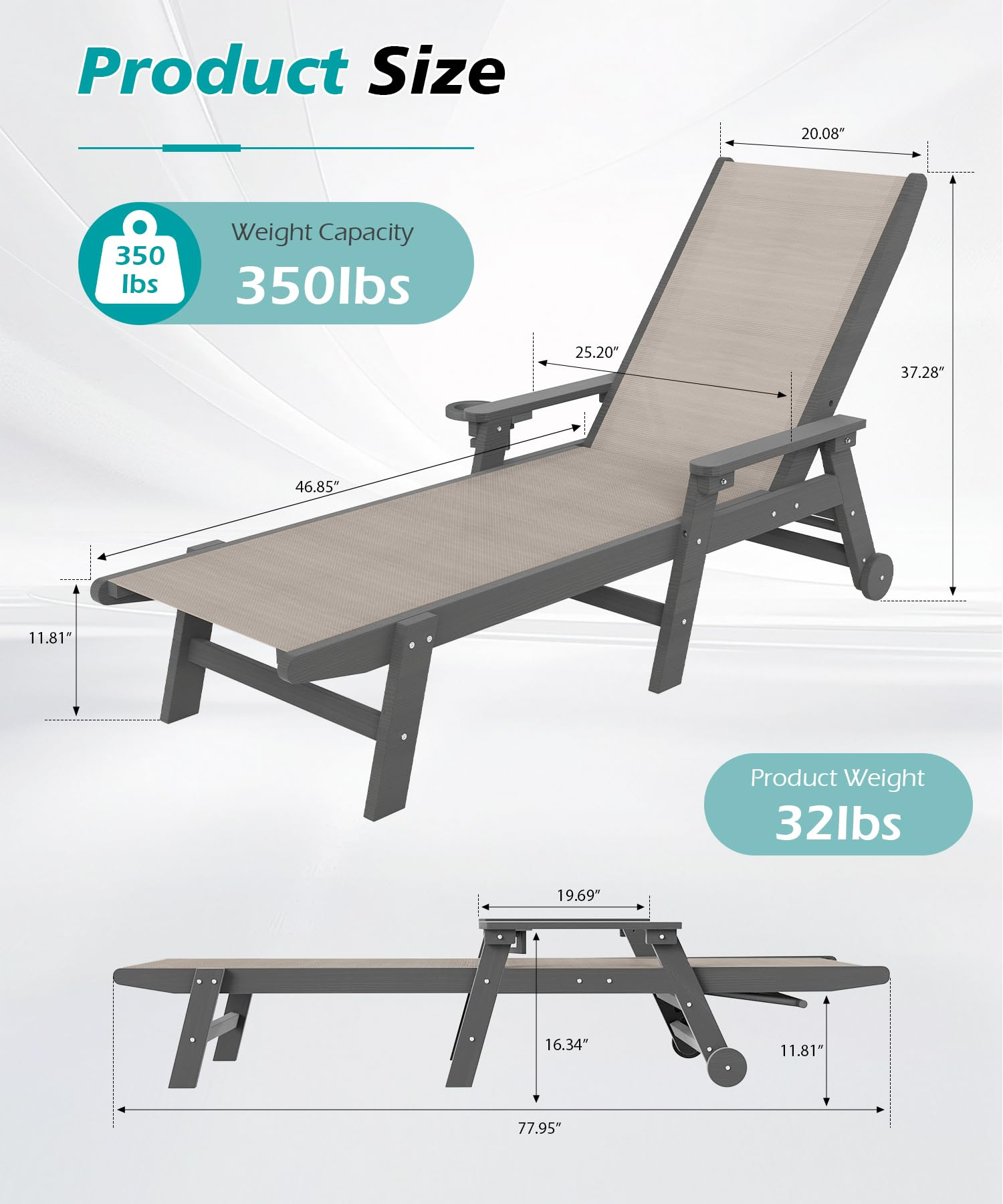 HDPE Outdoor Chaise Lounge, picture 2 of 4