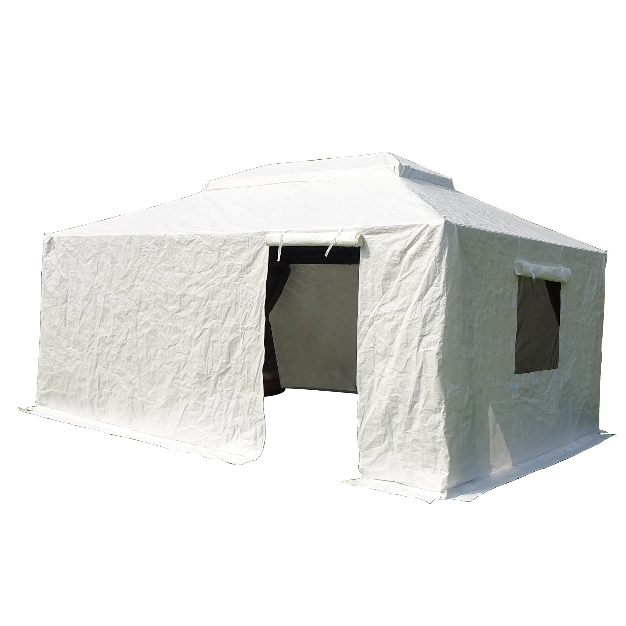 12 X14 Gazebo Cover For Hardtop Gazebos, Outdoor Universal Winter Gazebo Cover With Sidewalls And Mesh Windows, All Season Waterproof Enclosed Gazebo Cover, White