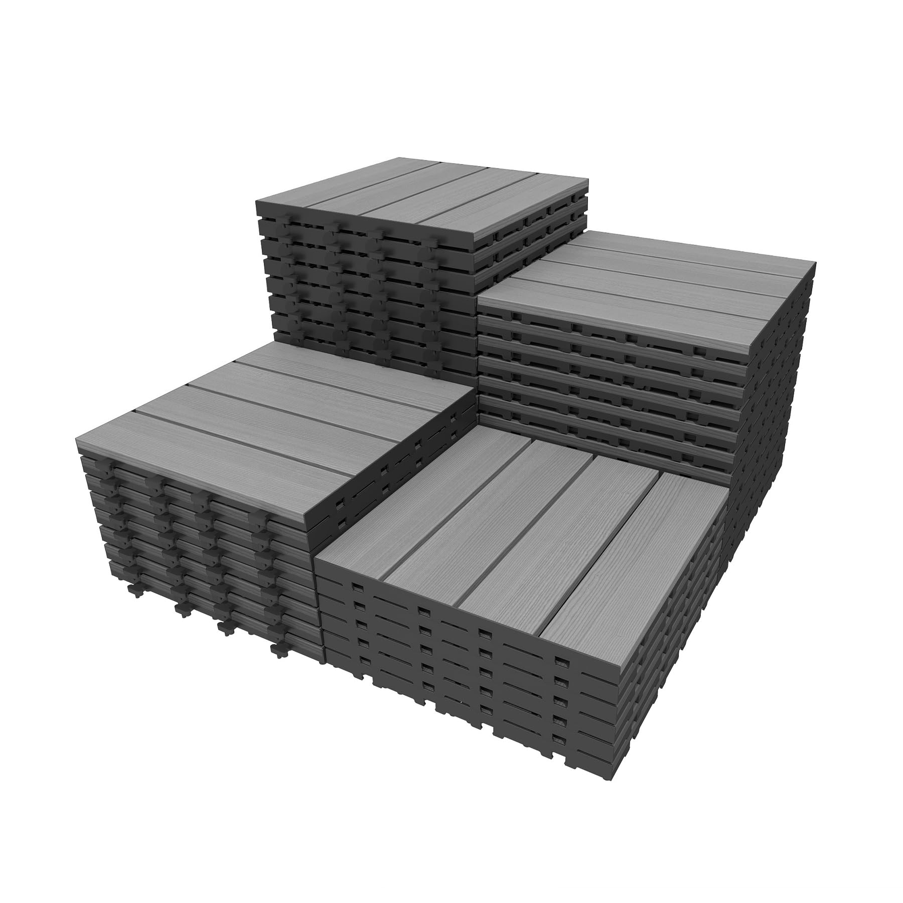 44 Pcs Interlocking Deck Tiles, 12 X 12 HDPE Outdoor Flooring, Patio Flooring Outdoor Waterproof, Deck Tiles Outdoor Waterproof For Deck Garden Poolside, All Weather Use -Dark Grey