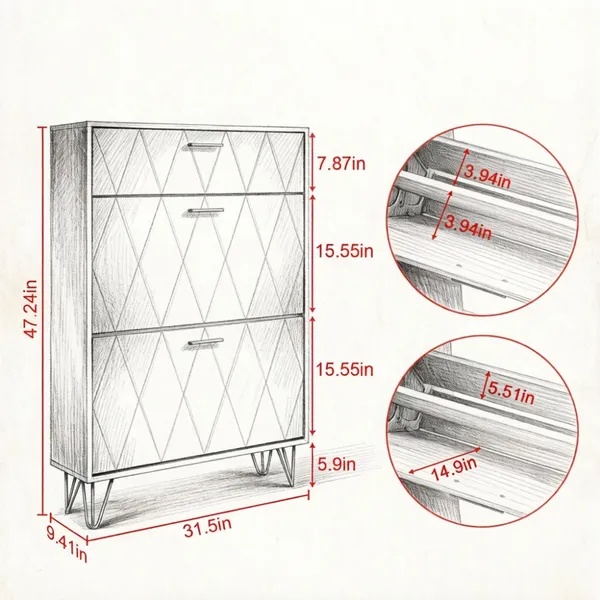Shoe Storage Cabinet with Flip Drawers, picture 4 of 5