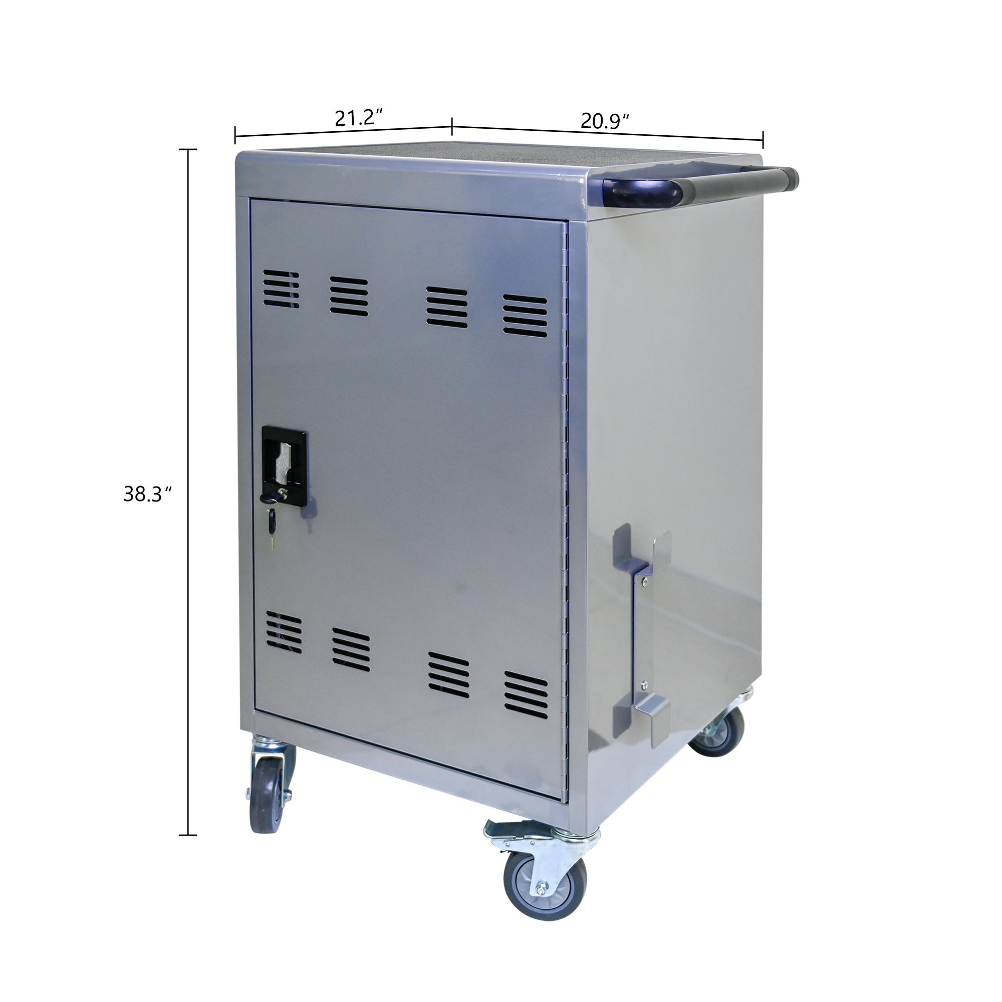 30  2Bay Mobile School Charging Cart Station For Chromebook, Tablet And Laptop Computer With Power Strip Included, Assembly Required-SILVER detail