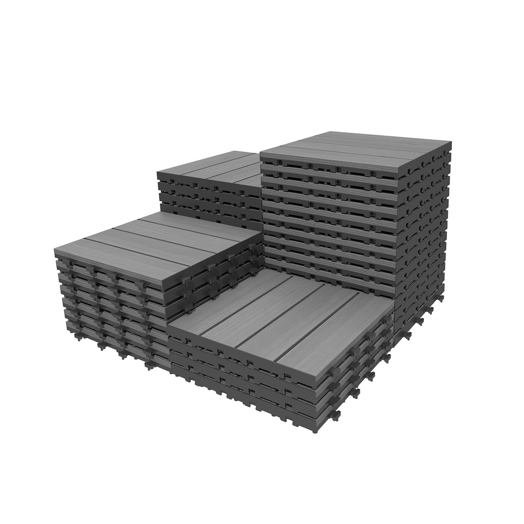 36 Pcs Interlocking Deck Tiles, 12 X 12 HDPE Outdoor Flooring, Patio Flooring Outdoor Waterproof, Deck Tiles Outdoor Waterproof For Deck Garden Poolside, All Weather Use -Dark Grey