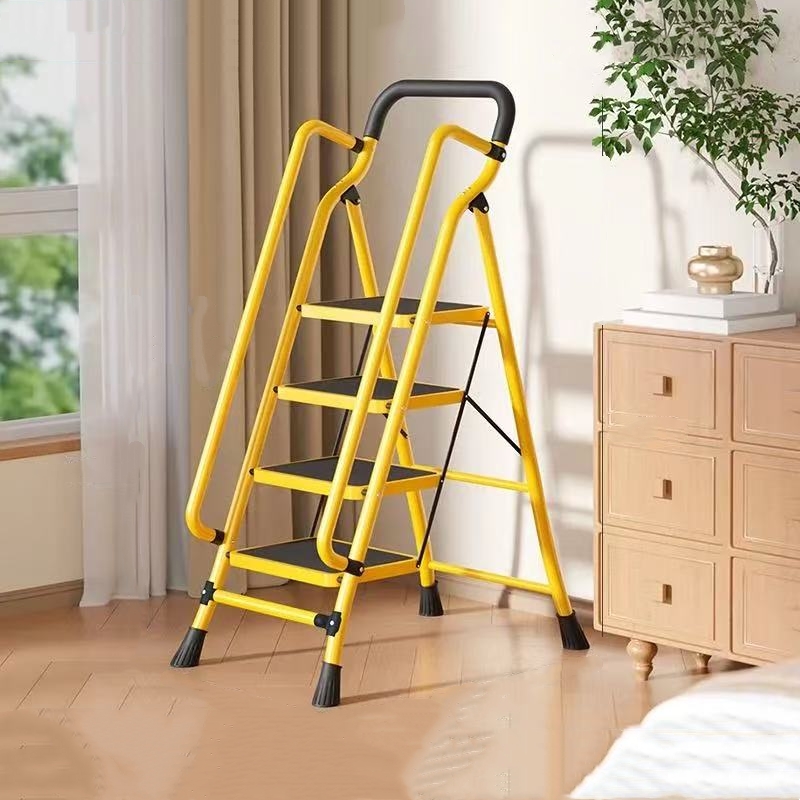 4 Step Ladder With Handrails, Folding Step Stool With Anti-Slip Wide Pedals
