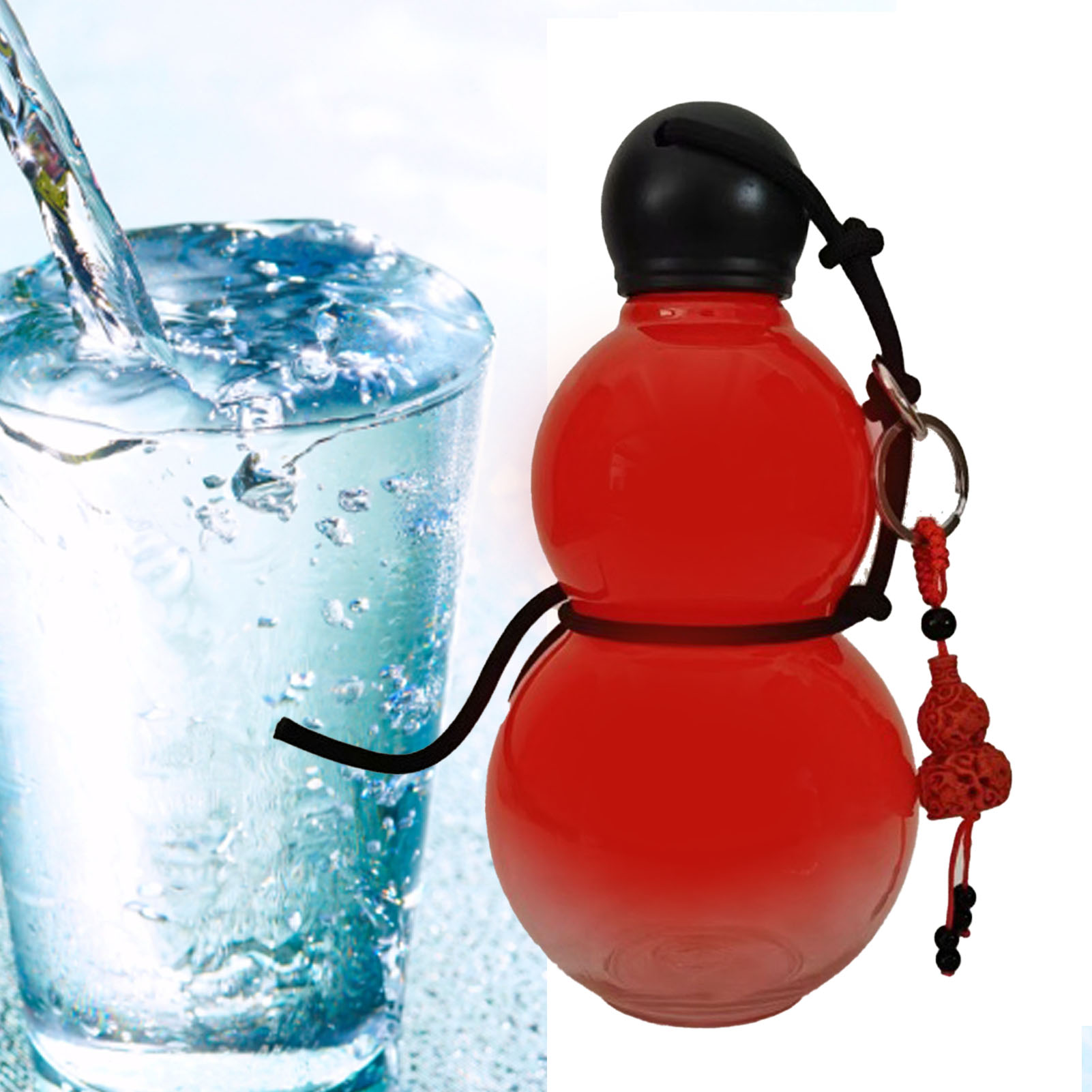 Gourd Style Water Bottle PC 800ml Insulated Chinese Retro Portable Sports Water Bottle For Men Women Red — foto 5