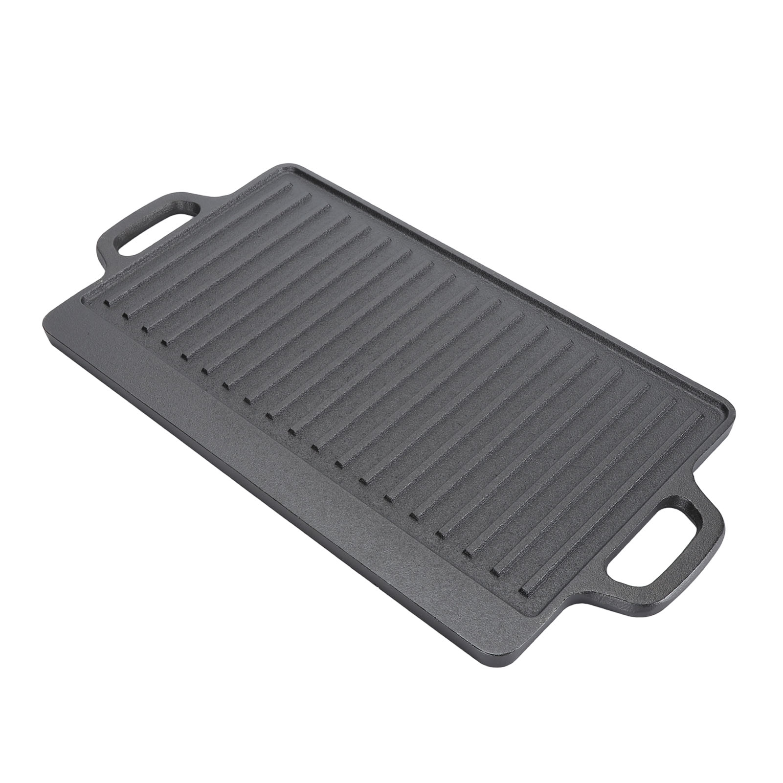 Cast Iron Rectangular Grill Multipurpose Safe Large Space Double Sided Double Ears Cast Iron Griddle For BBQ Gas Grill 44x23x2cm / 17.3x9.1x0.8in