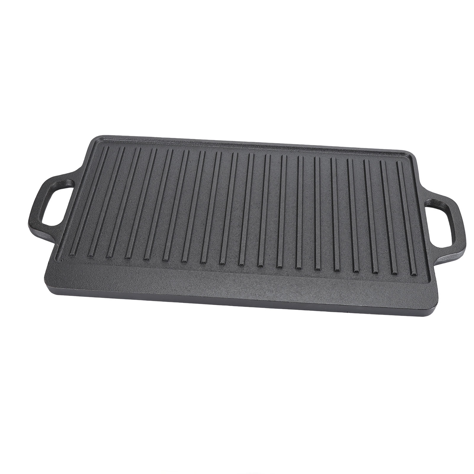 Cast Iron Rectangular Grill Multipurpose Safe Large Space Double Sided Double Ears Cast Iron Griddle For BBQ Gas Grill 44x23x2cm / 17.3x9.1x0.8in