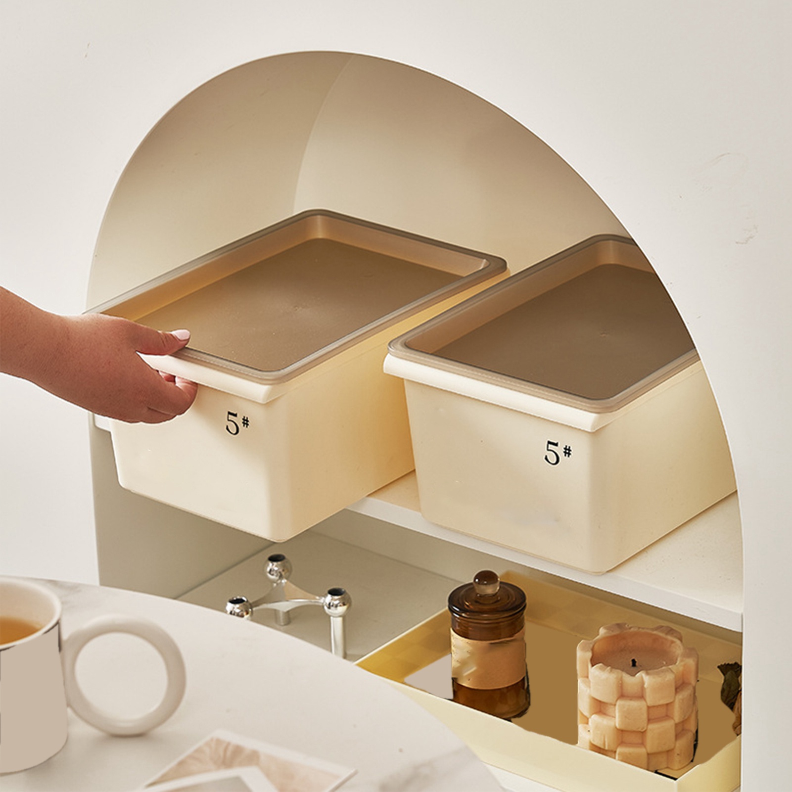 Storage Bin Plastic Box With Lid Stackable Cream Style Ampl…