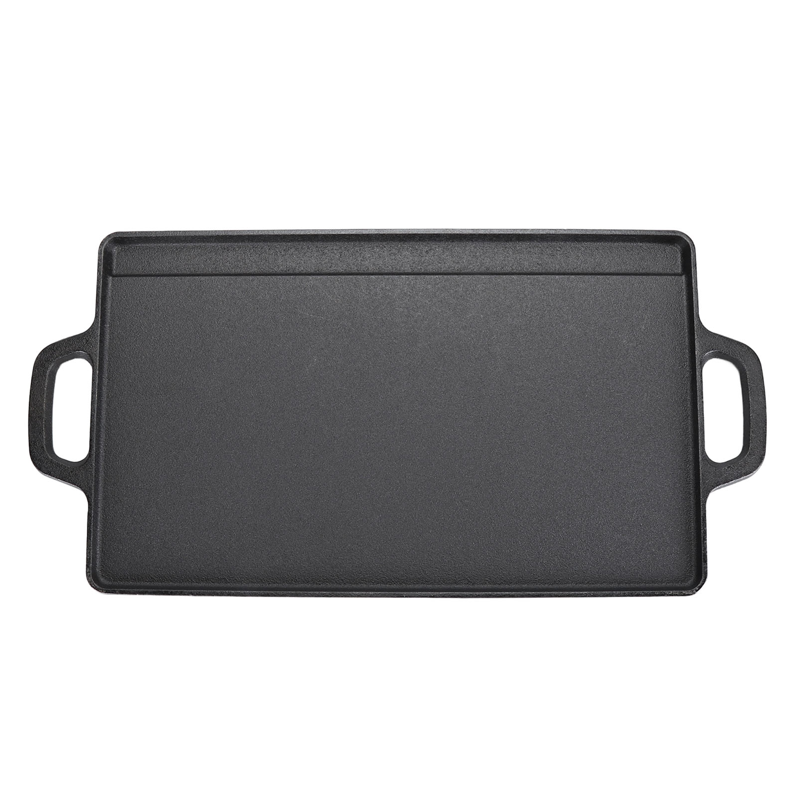 Cast Iron Rectangular Grill Multipurpose Safe Large Space Double Sided Double Ears Cast Iron Griddle For BBQ Gas Grill 44x23x2cm / 17.3x9.1x0.8in