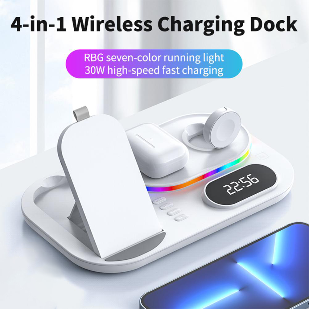 Wireless Charging Station 4 In1 Fast Charging Station Wireless Charger Stand Compatible For IPhone 13 12 3 2 Pro IWatch 7 6 5 SE 4 3 2 1 For Samsung Galaxy