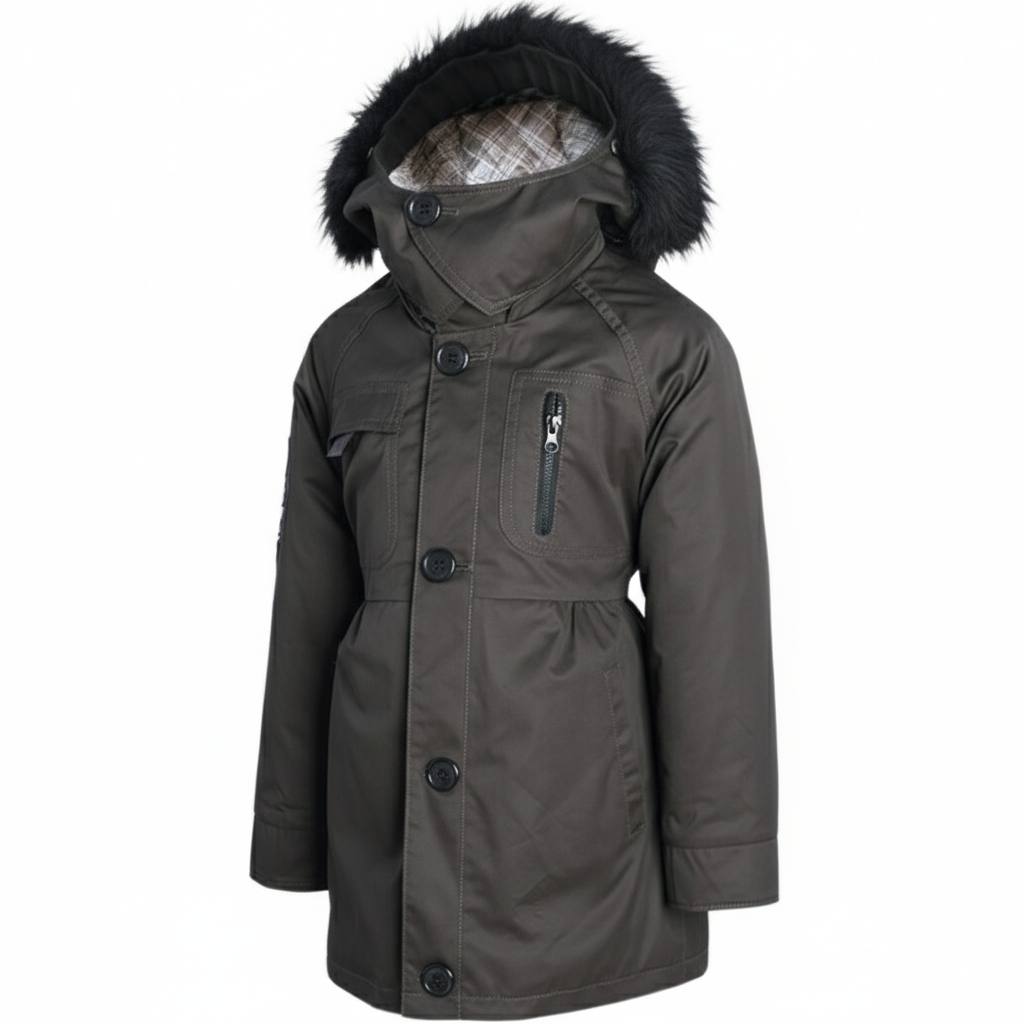 Girls Fur Hooded Padded Parka Coat Warm Winter Jacket 2-7Y