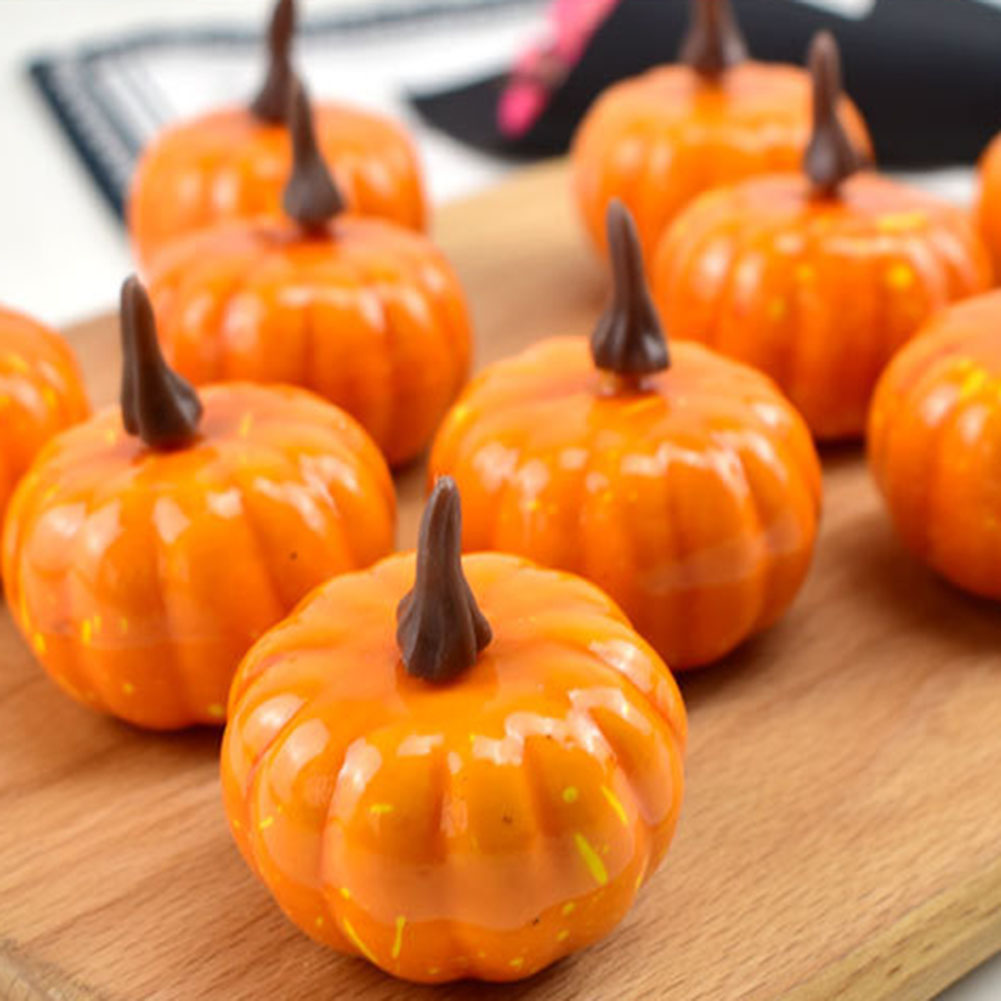 12Pcs Artificial Pumpkins Small Simulation Vegetable Decorating Thanksgiving Day Wreath Decorative Accessories 5.2cm H 4.2cm Dia
