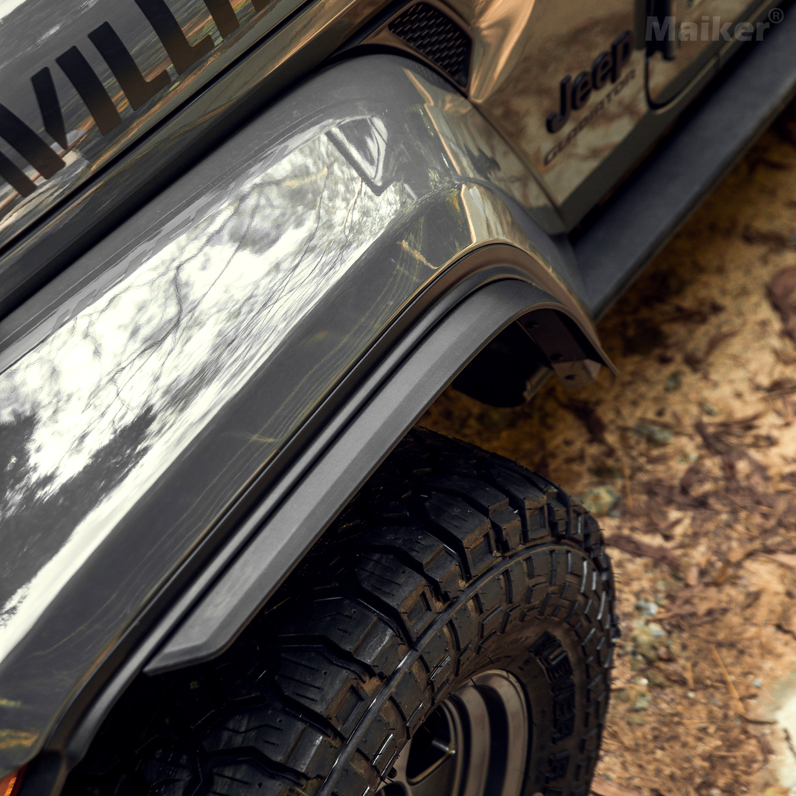 Close-up of OEM snap clip fitment on Jeep Wrangler JL fender flare no drill installation