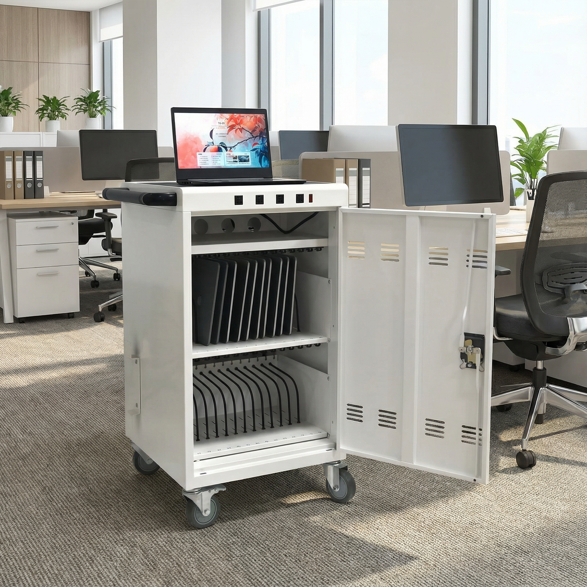 Mobile Charging Cart And Cabinet For Tablets Laptops 31 4-Device detail