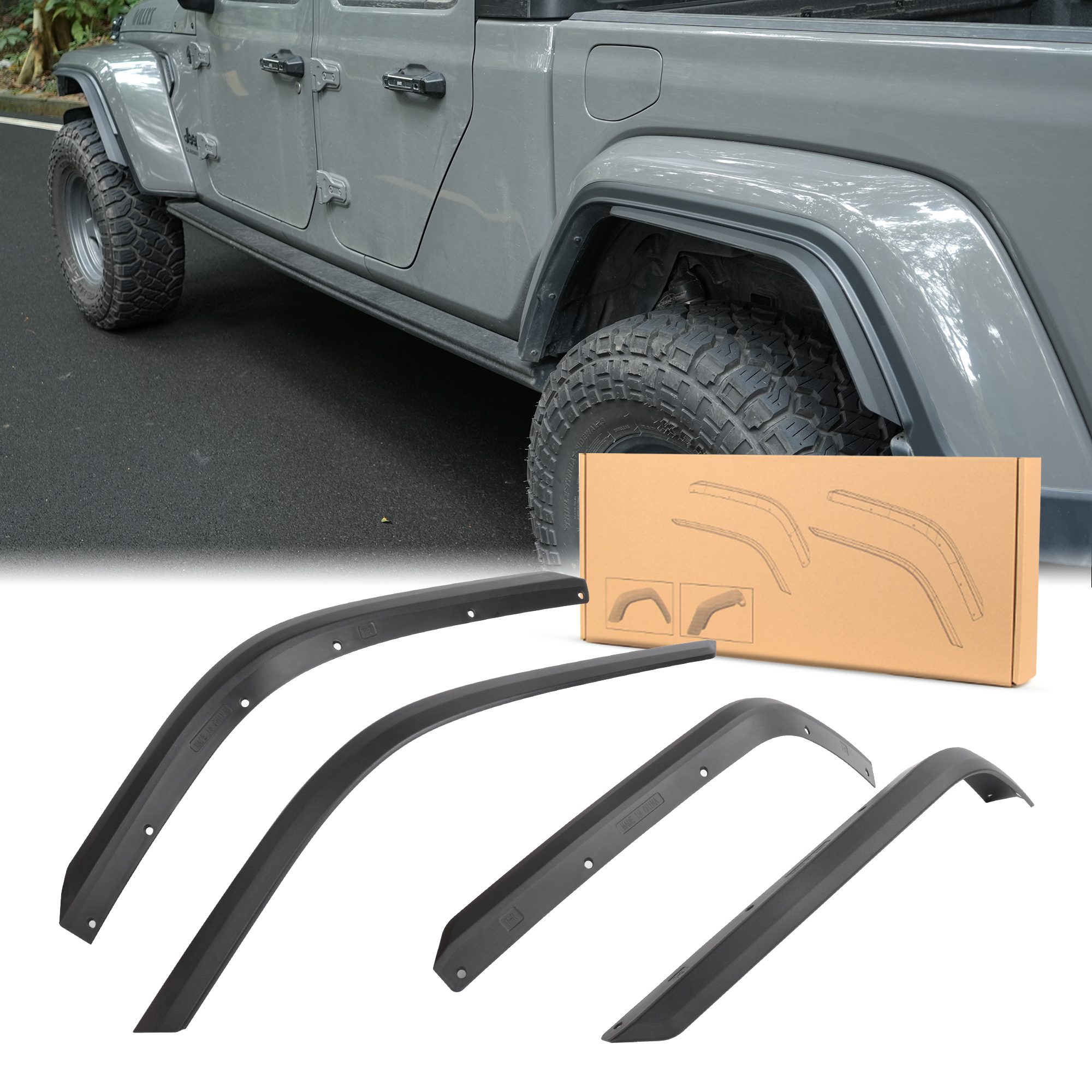 Front & Rear Fenders Compatible With 2020-2026  Wrangler Gladiator JT Sport & Willys  Fit JT Original Low Fender