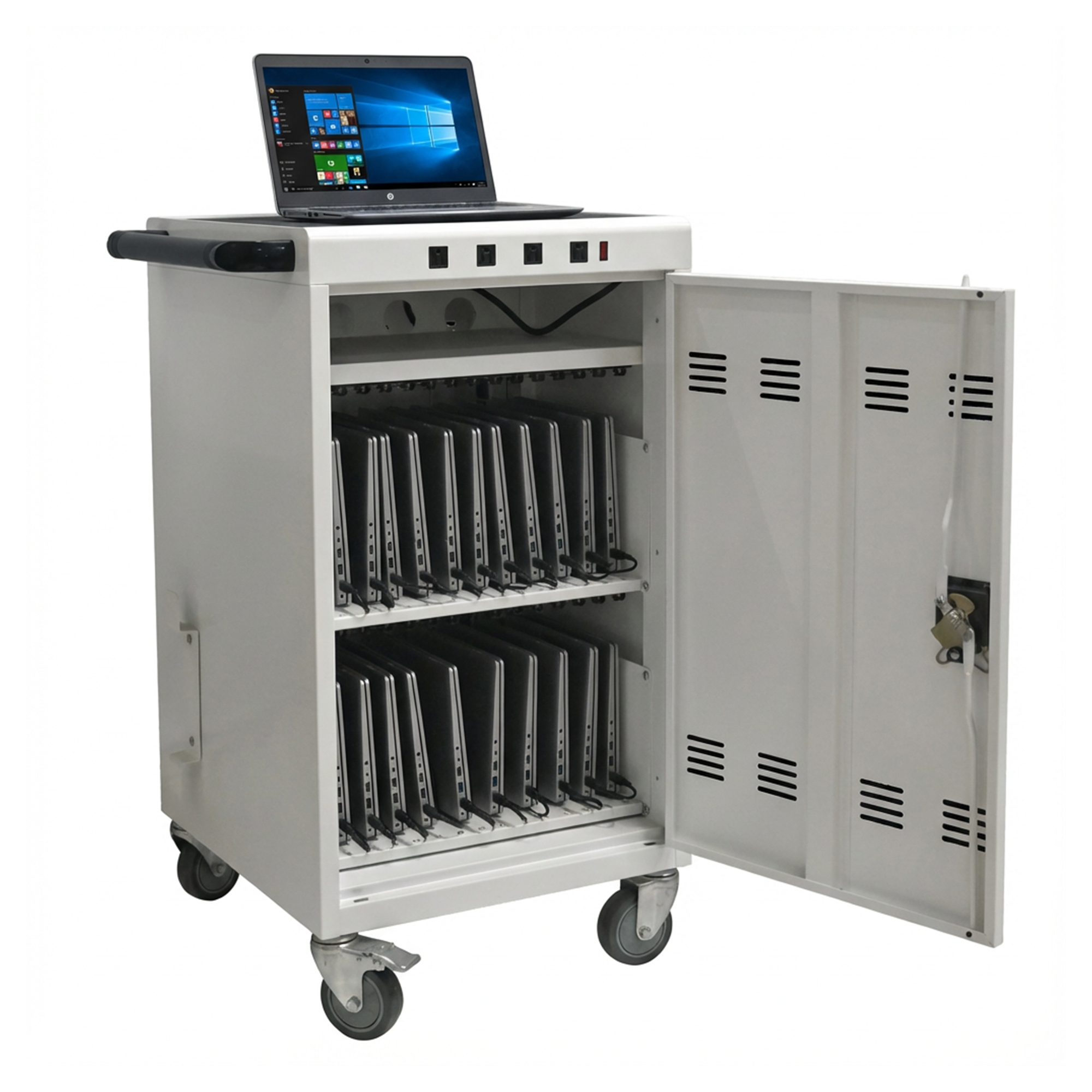 Mobile Charging Cart And Cabinet For Tablets Laptops 31 4-Device