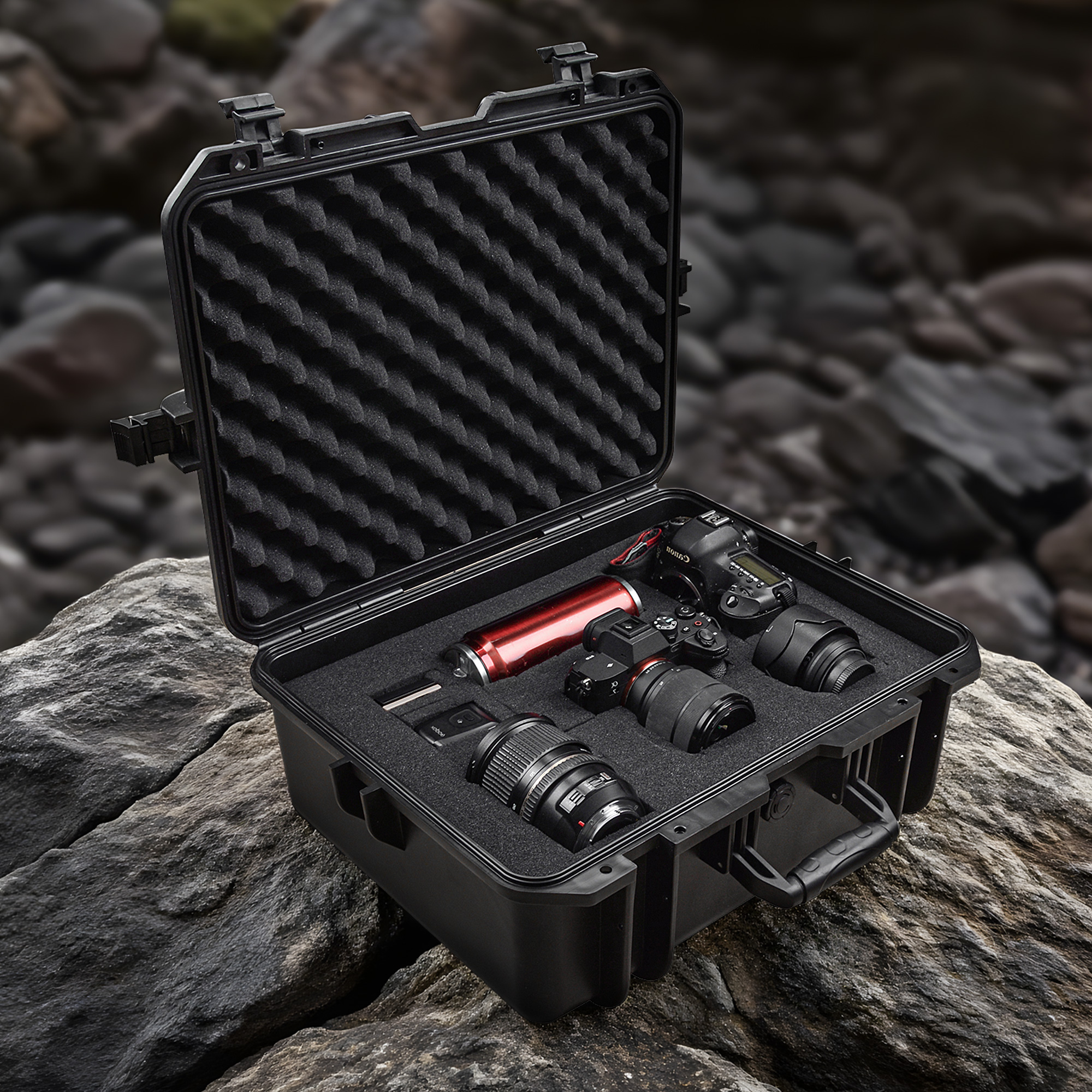 18.9x16.5x8.7 Inch Hard Case, Portable Weather Waterproof Protective Camera Case With Customizable Foam, Fit Use Of Drones, Camera, Equipments, Black, Upgraded detail