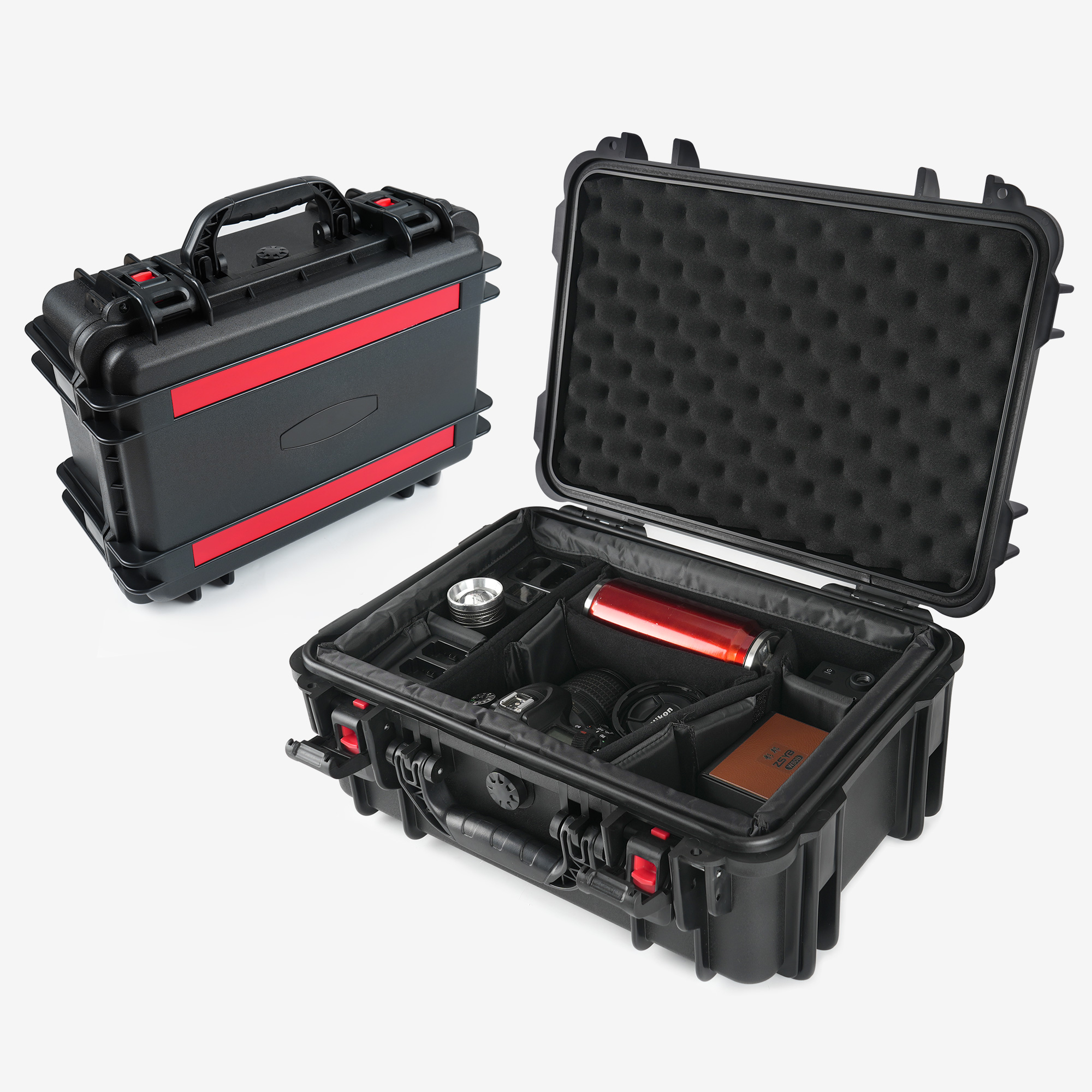 19.2x14.5x8.1 Inch Professional Equipment Case - Adjustable Nylon Dividers For Camera, Drone & Electronics, Waterproof Hard Case With Lid Storage Box And Dividers