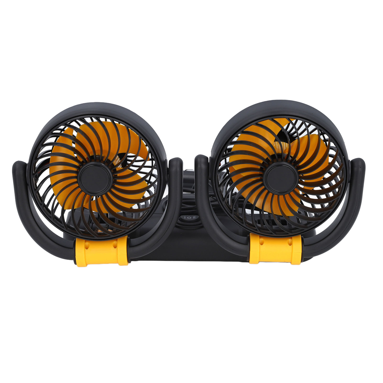 Dual Head Car Fan Adjustable 2 Speed 360 Degree Rotation Dashboard Mount Brushless Motor Portable Vehicle Cooling DC12V