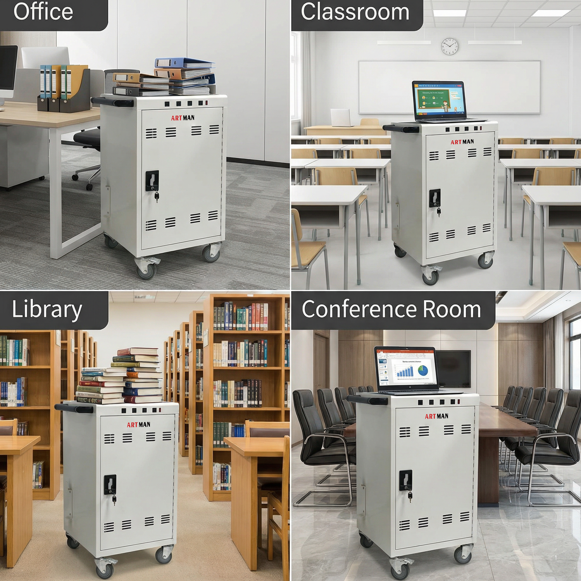 Mobile Charging Cart And Cabinet For Tablets Laptops 31 4-Device detail