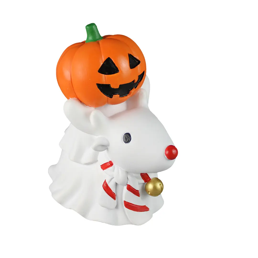 Miniature Pumpkin Ghost Ornament Gothic Style Figurine
