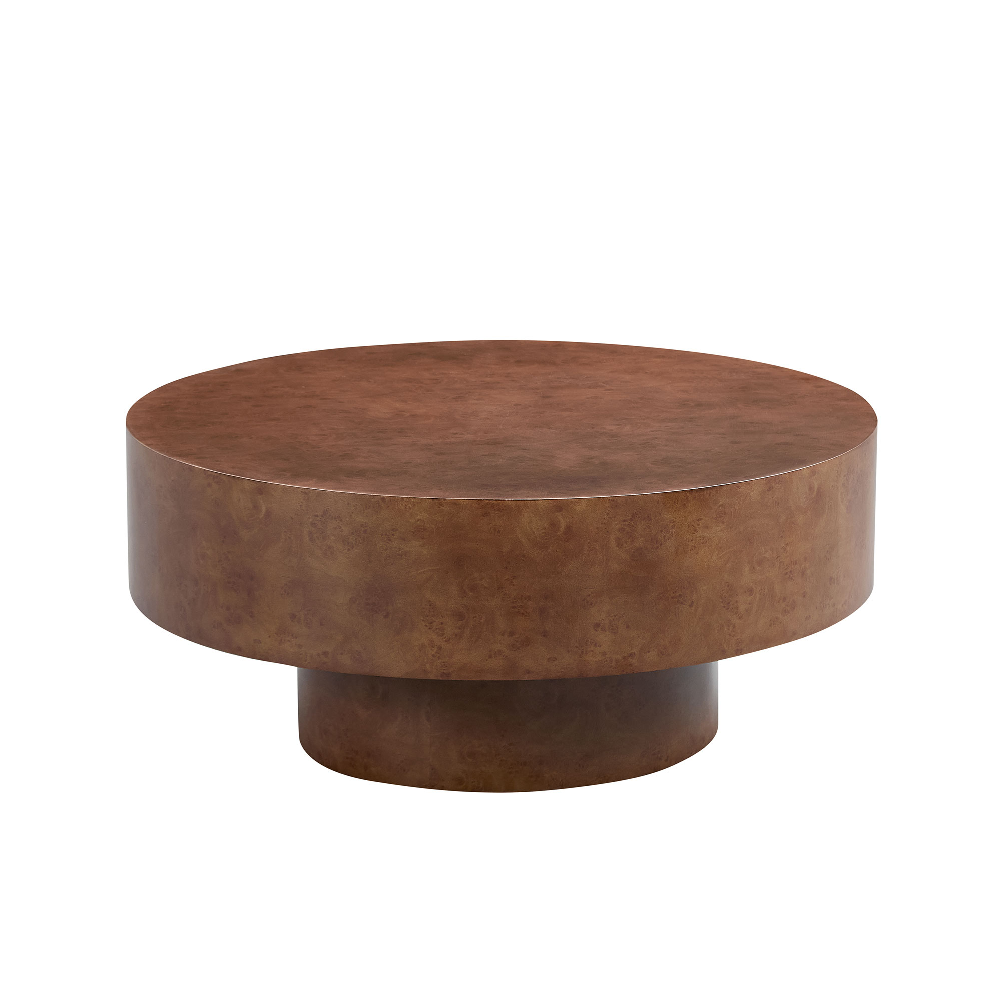 31.49 Faux Burl Wood Pattern Decal Coffee Table With Sturdy Pedestal For Living Room Office Apartment Walnut