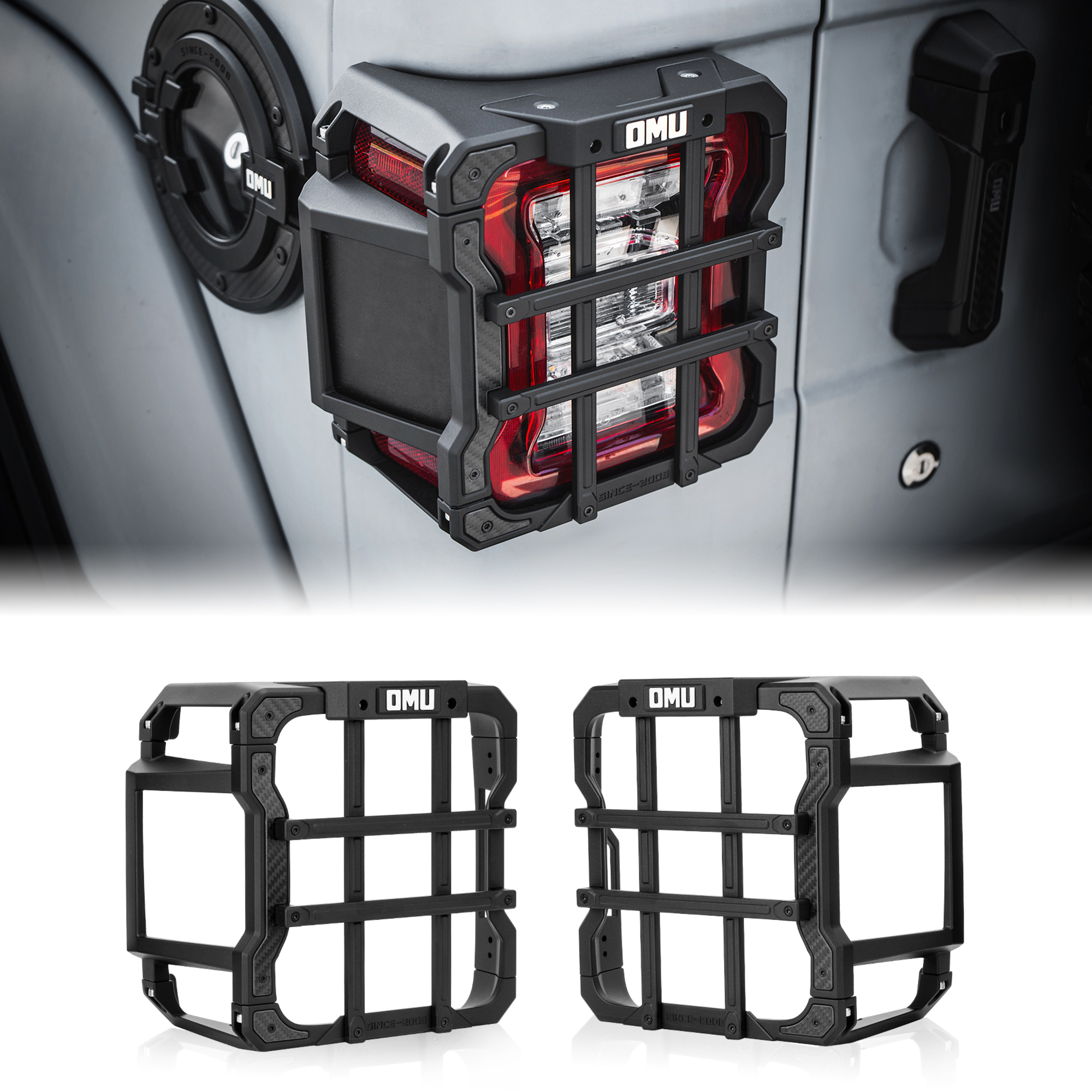 OMU Genesis Series Aluminum Tail Light Cover Compatible With 2018 Wrangler JL, Protector Cover Tail Light Lamps Protected Trim Guards Suitable For LED Lamp Version Only