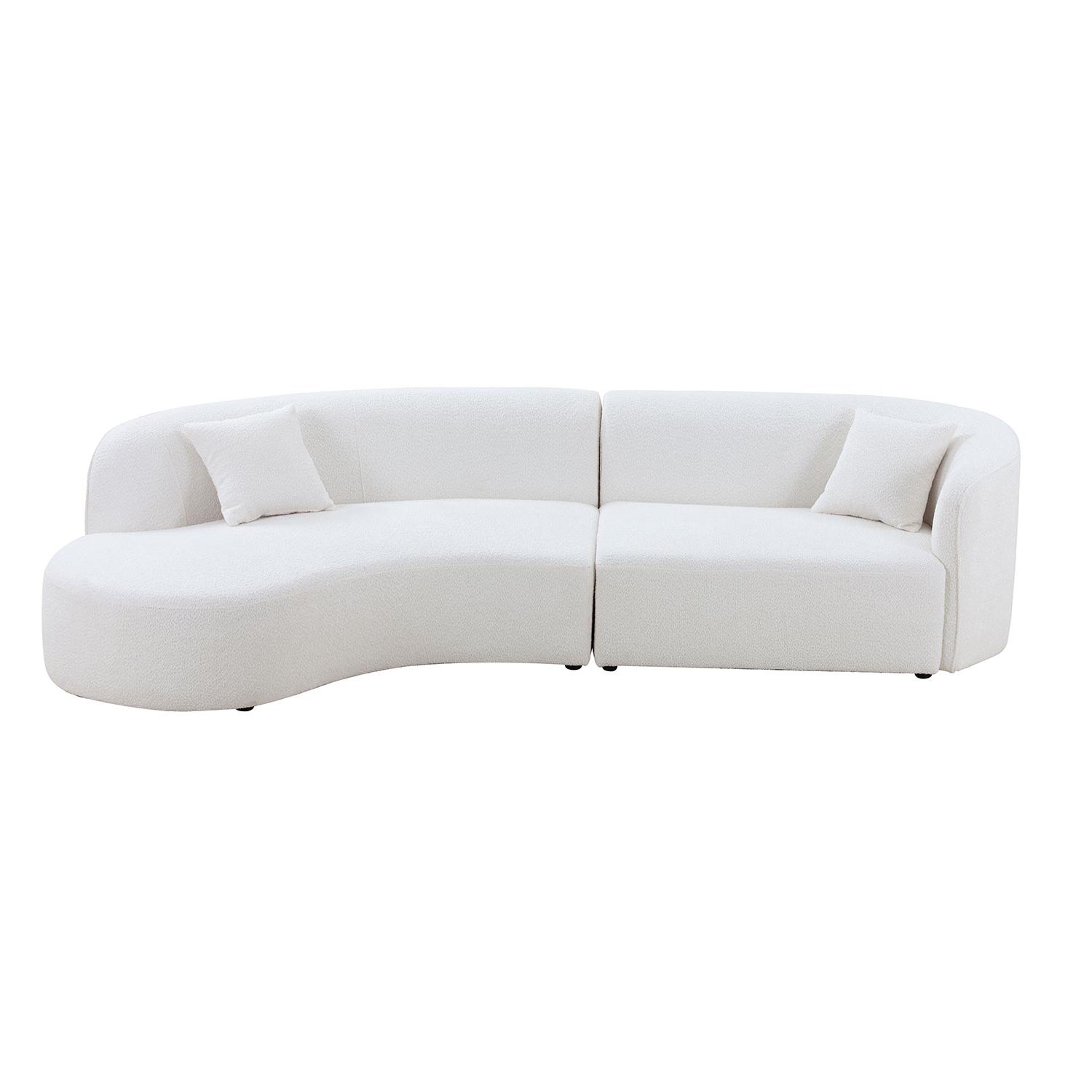 Luxury Modern Style Living Room Upholstery Curved Sofa With Chaise 2-Piece Set, Left Hand Facing Sectional,  Boucle Couch, White Same Sku W876S00303