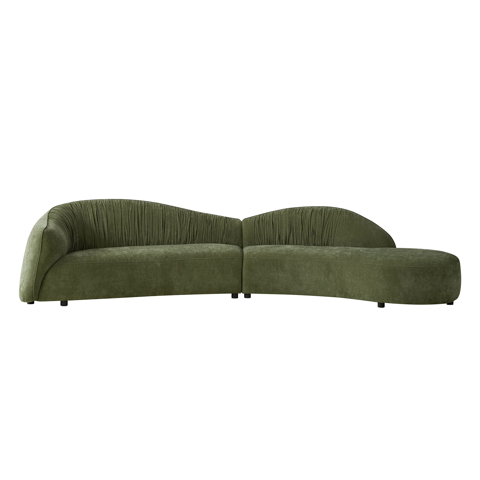 145.67 Mid-Century Upholstered Comfy Couch With Facing Chaise Right For Livingroom,Bedroom, Apartment, Home Office GREEN