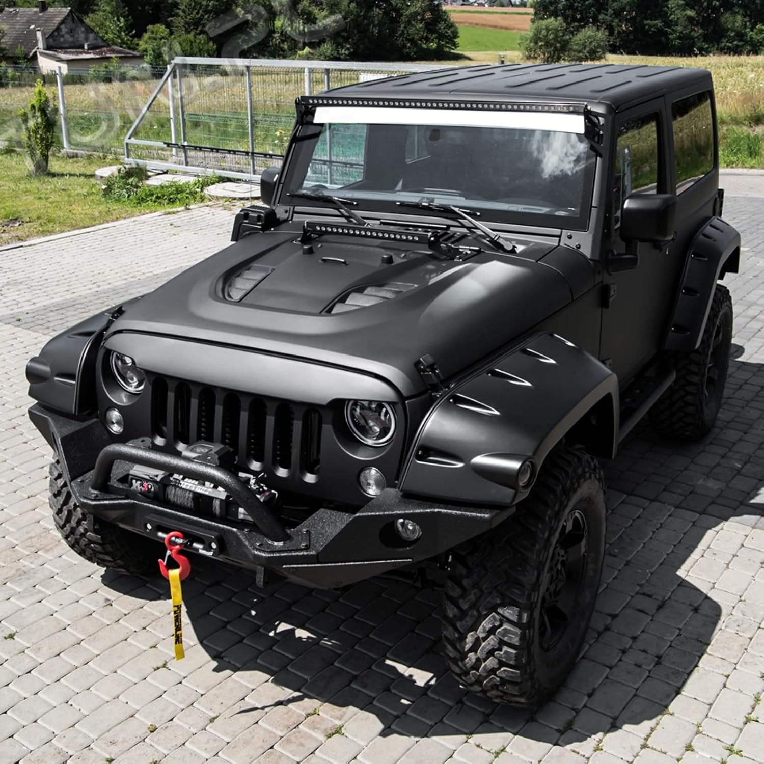Vented Heat Dispersion Hood Compatible With Wrangler JK JKU 2007-2017,10th Anniversary Edition Metal Replacement Hoods Accessory Black