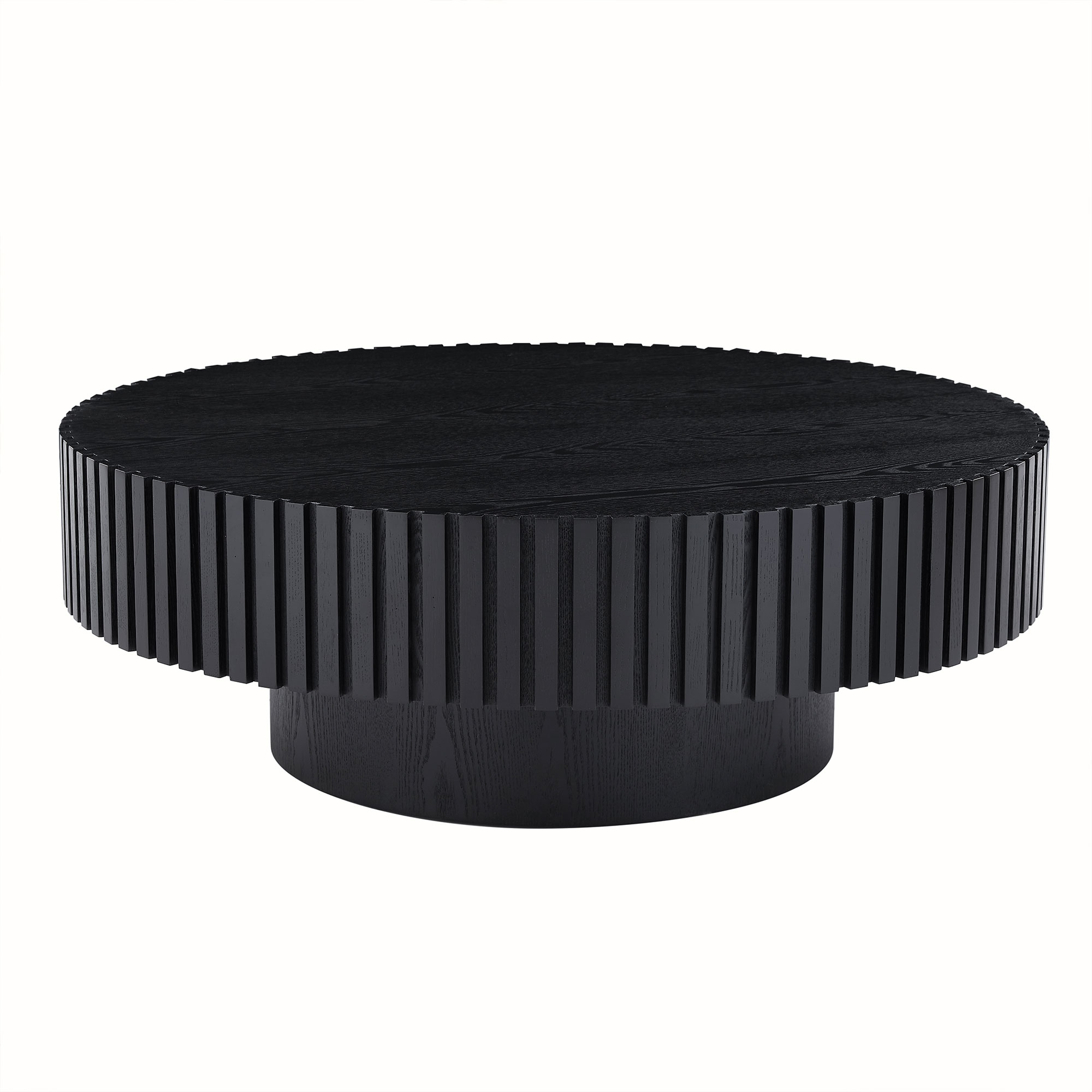 31.49 Nesting Round Wood Coffee Table For Apartment, Modern Living Room Coffee Table With Sturdy Pedestal ,BLACK Same Sku W876P243950