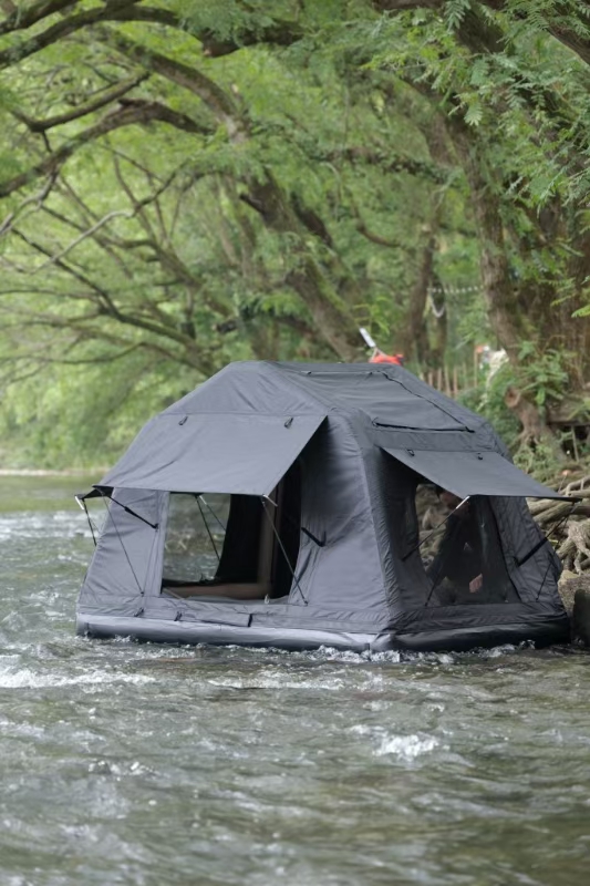 Foldable 2-3 People Amphibious Inflatable Car Roof Top Tent For Camping Outdoor Glamping Camping Tent For SUV,Truck And Universal Auto Self-Driving Touring Without Ladder, Black