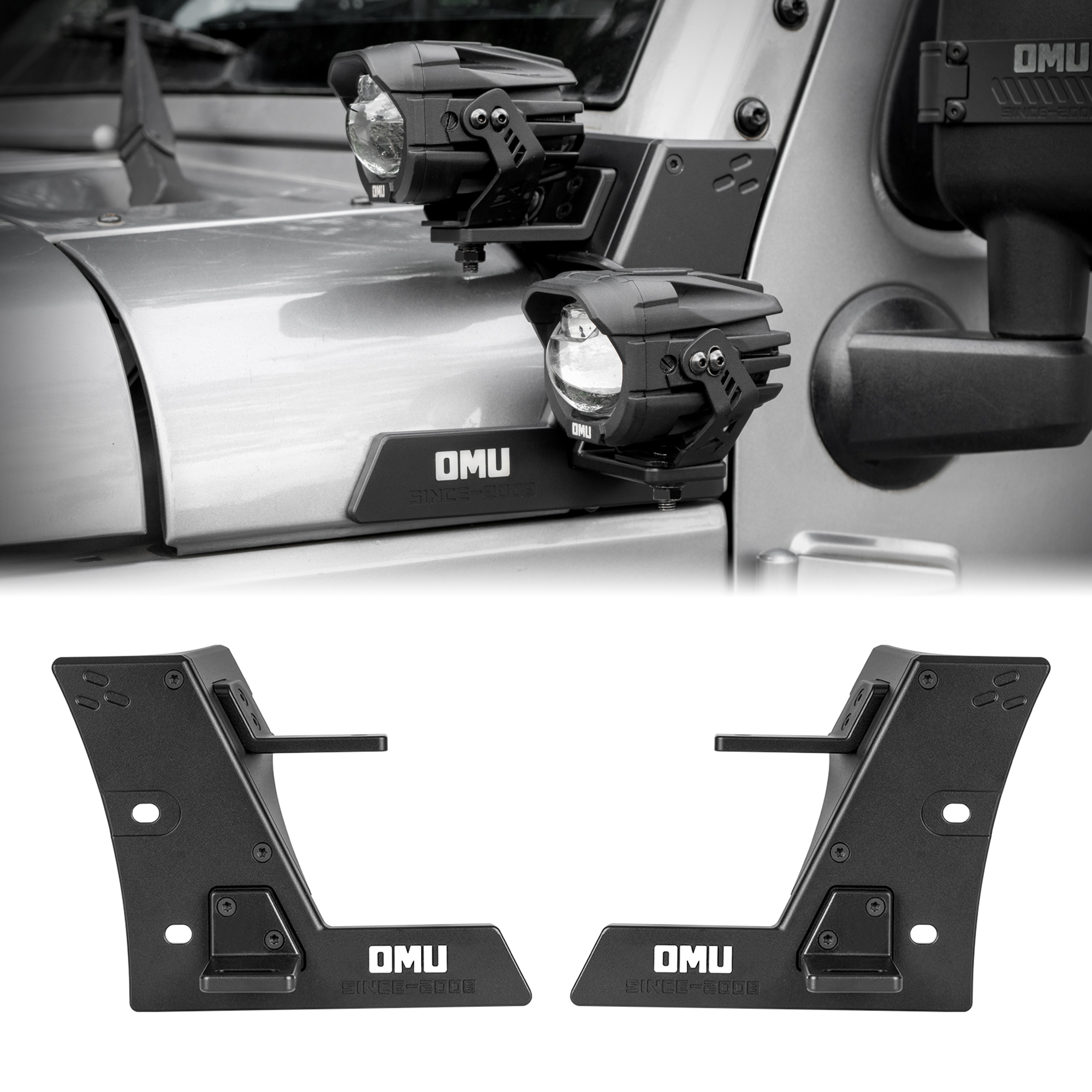 OMU Genesis Series A-Pillar Light System Mount For 2007-2017 Wrangler JK