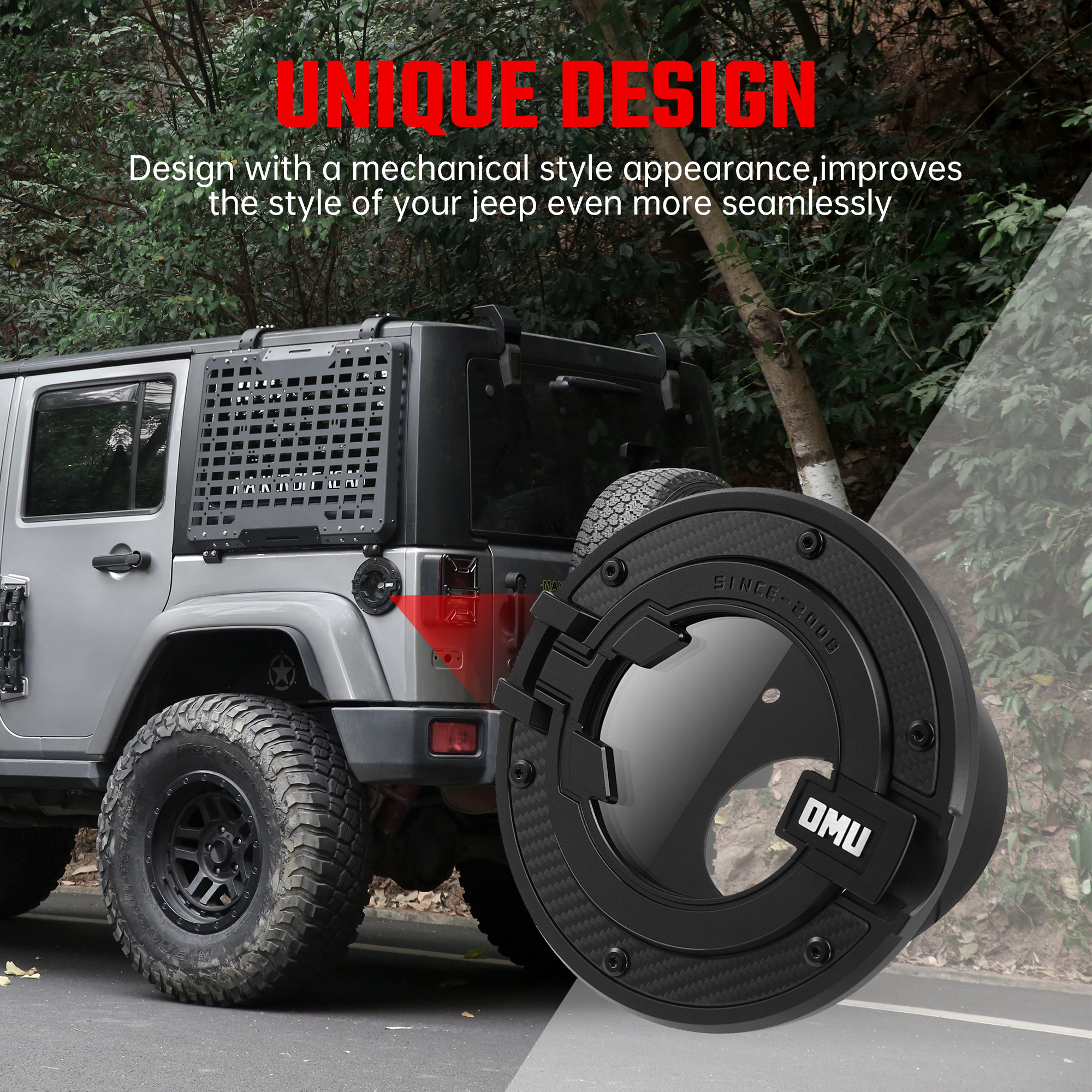 OMU Genesis Series Aluminum Transparent Space Capsule Gas Tank Cover For  Wrangler JK 2007-2017