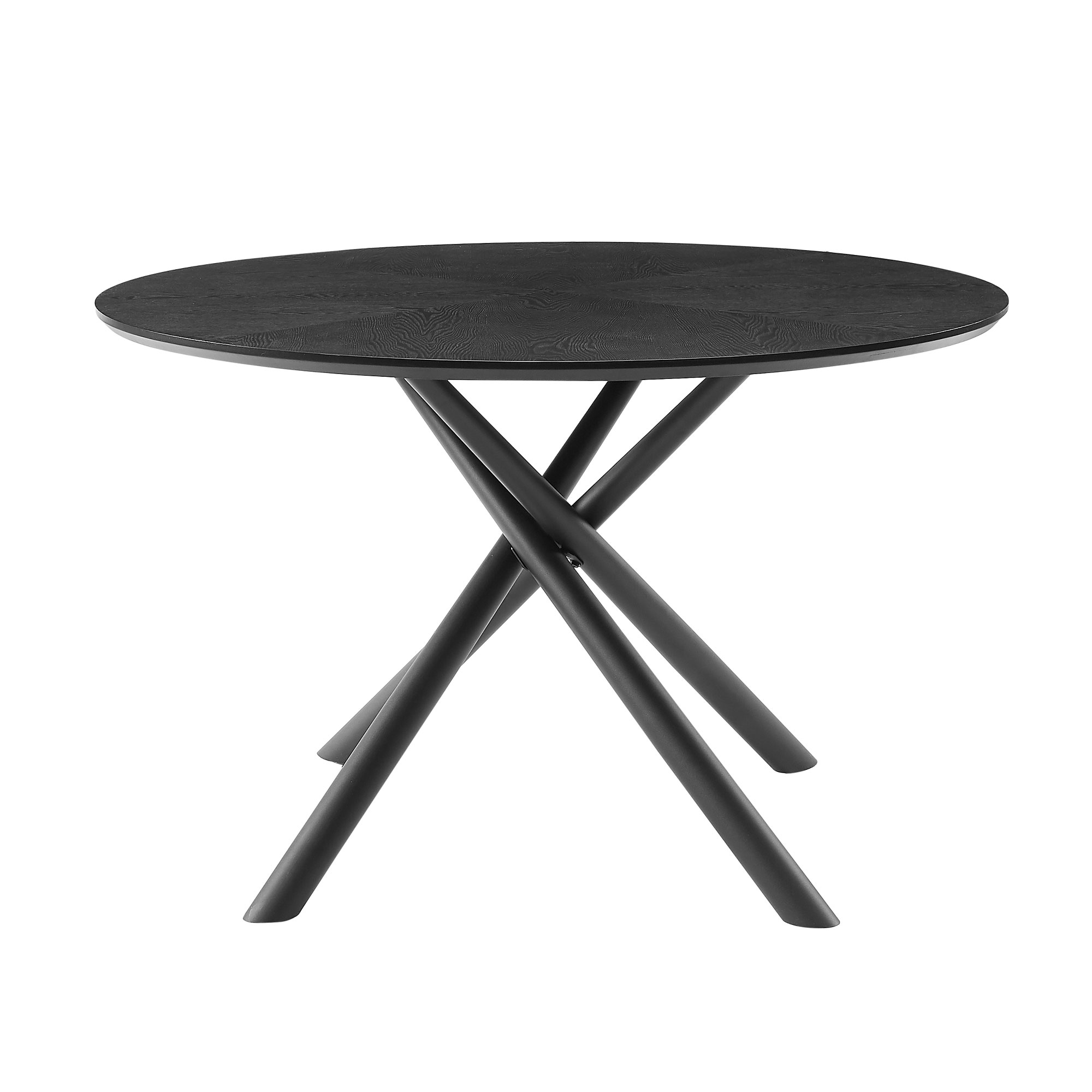 53.14 Round MDF Coffee Table End Table Short Leisure Tea Table Cross Legs Metal Base, Easy To Assemble,BLACK