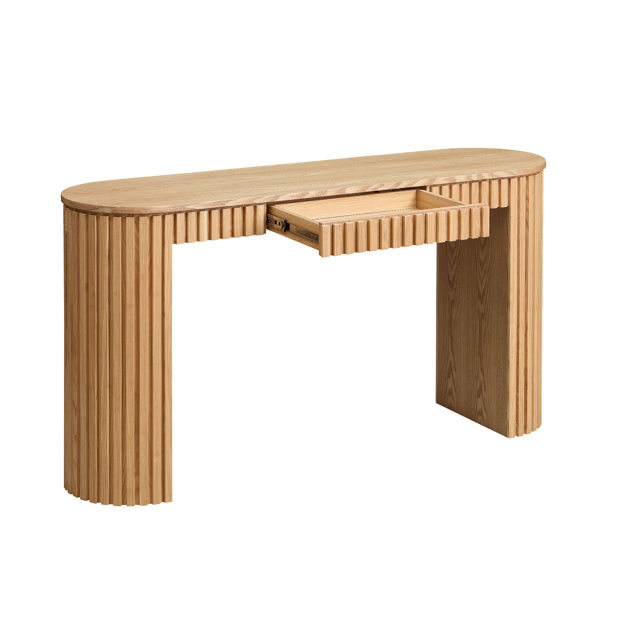 59.05   Modern Console Table With Drawer For Entryway With Unique Vertical Stripe Design For Living Room Hallway Foyer Entrance Study,NATURE Same Sku W876P439955