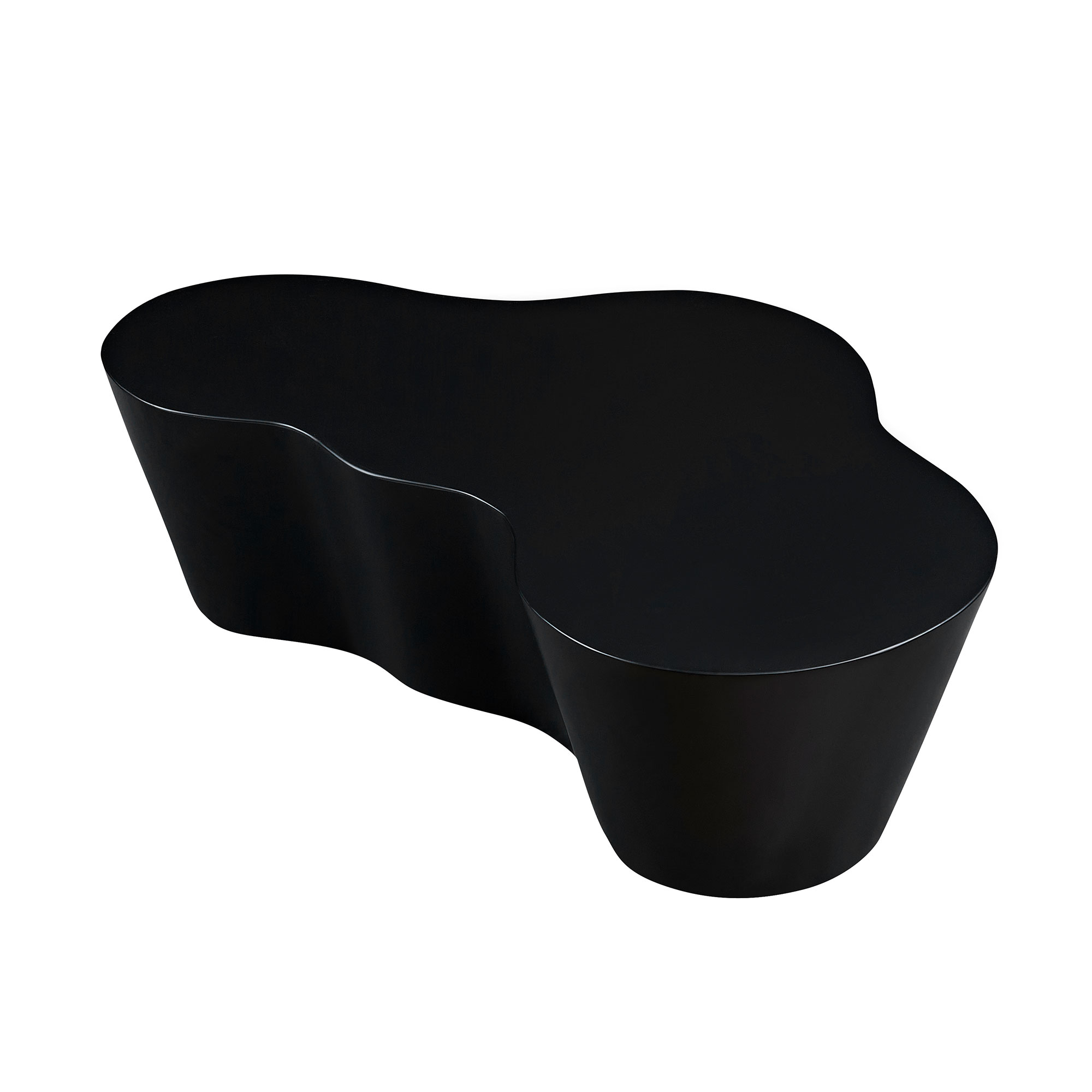 50 Inch Unique Shape Coffee Table Sturdy Fiberglass Tea Table For Living Room No Need Assembly Black